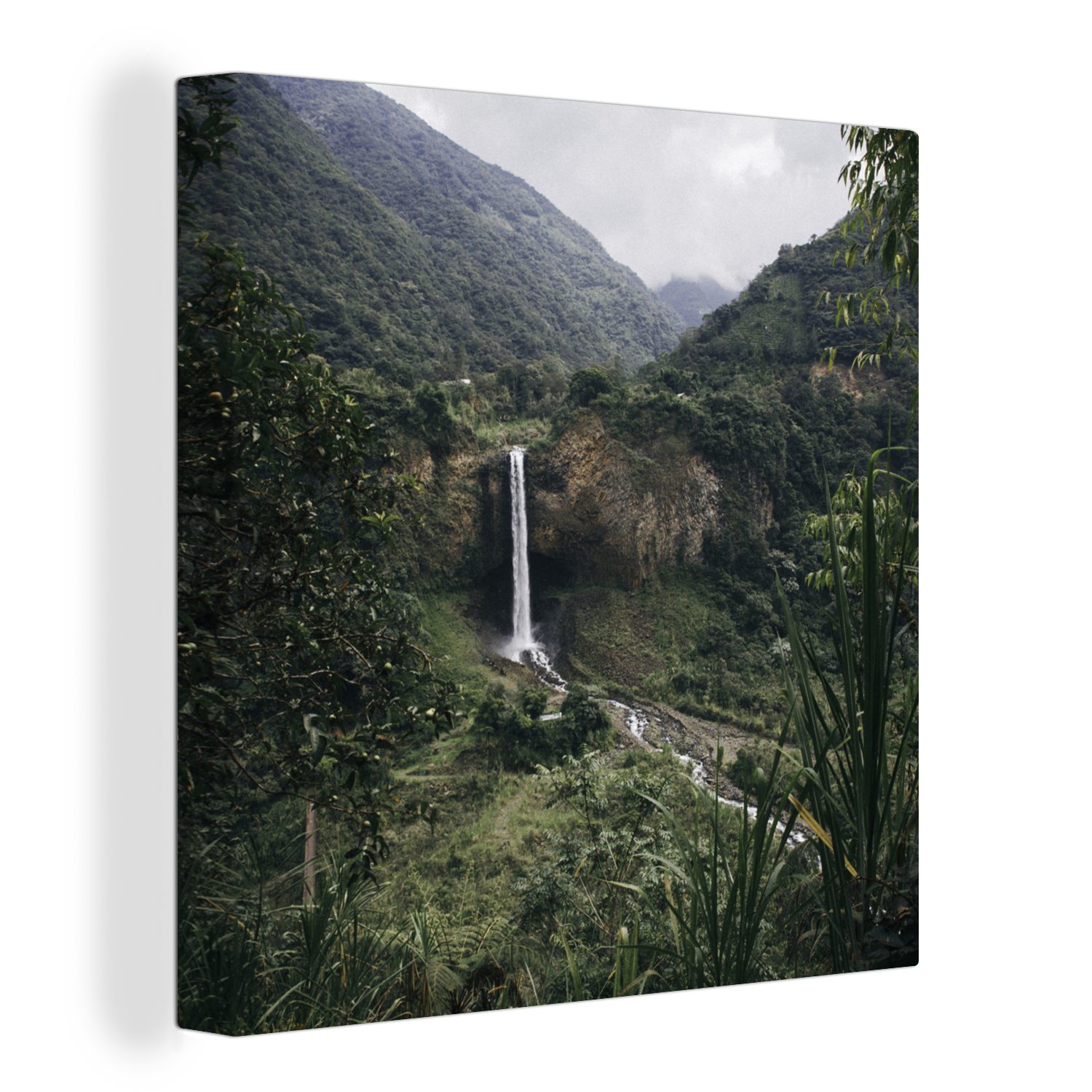 OneMillionCanvasses® Leinwandbild Pflanzen - Wasserfall - (1 für Leinwand Schlafzimmer Wohnzimmer Südamerika, St), Bilder