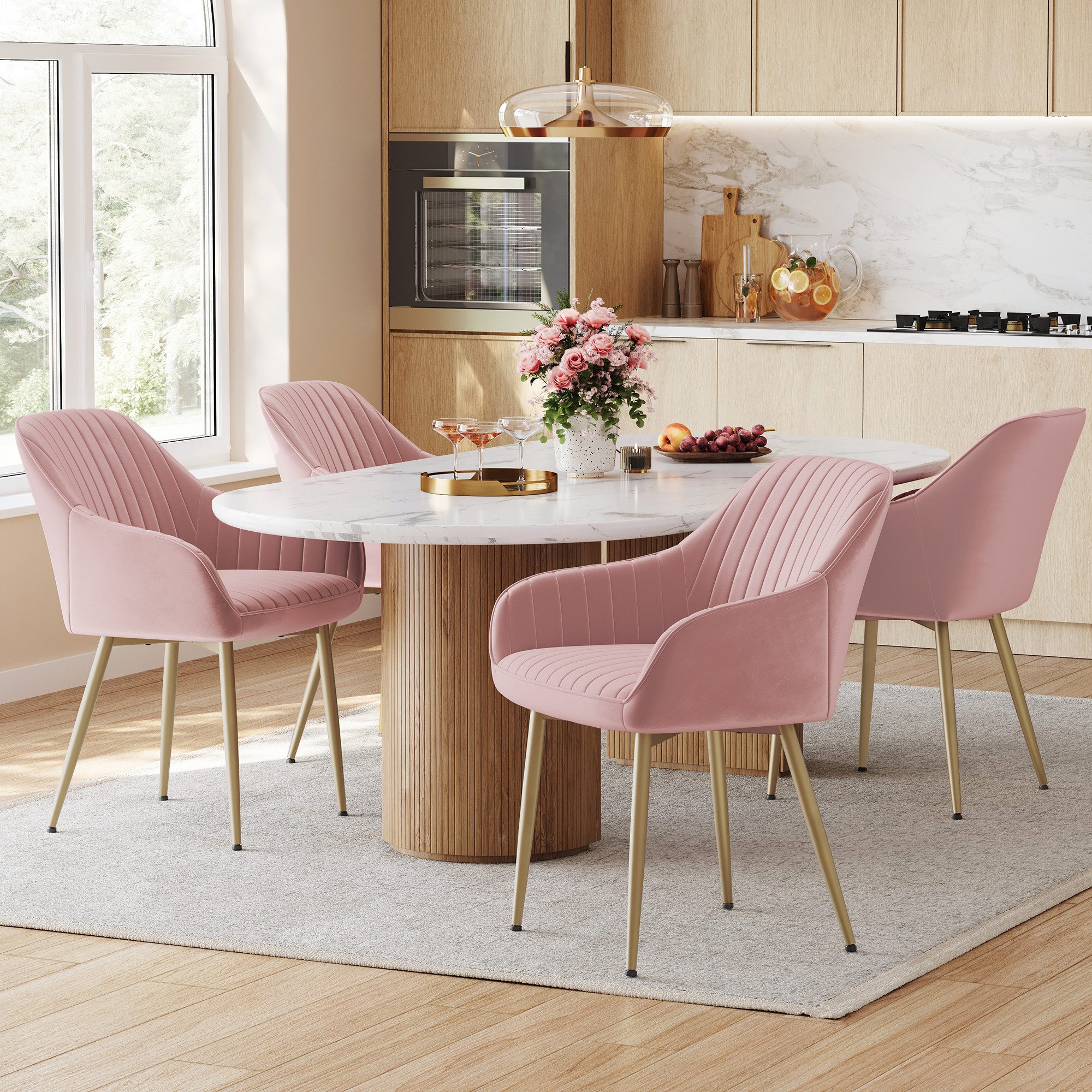 SONGMICS Esszimmerstuhl (4 St), 4er Set, Küchenstuhl, Sessel, Samt, Polster günstig online kaufen