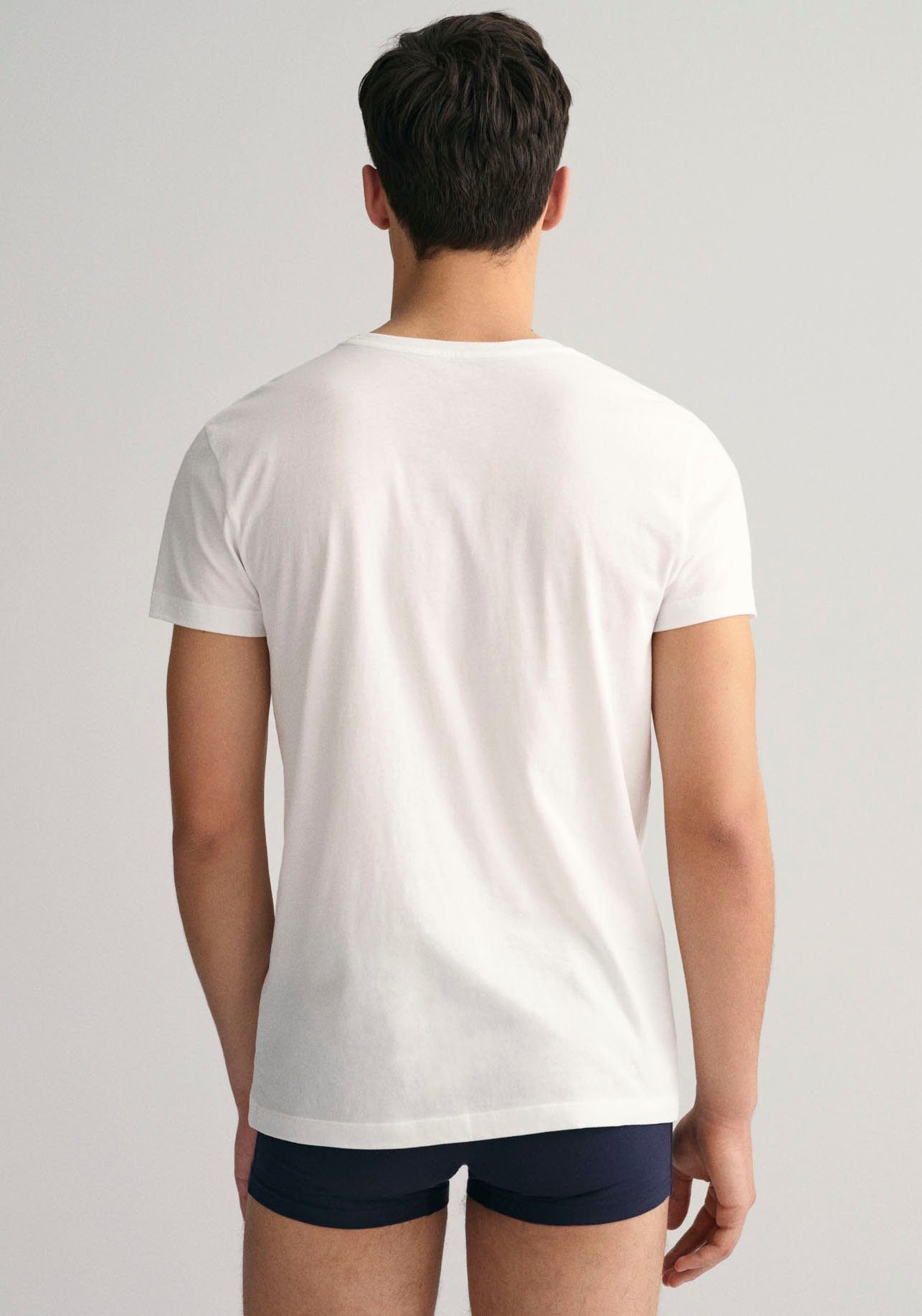 T-Shirt T-SHIRT weichem C-NECK besonders Material (2-tlg) 2-PACK Gant White aus