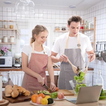 CALIYO Kochschürze Küchenschürze, 2-Tlg verstellbare Schürze mit 2 Taschen, (2-tlg), Maschinenwäsche, farbecht Schürze für Männer Damen Küche Restaurant