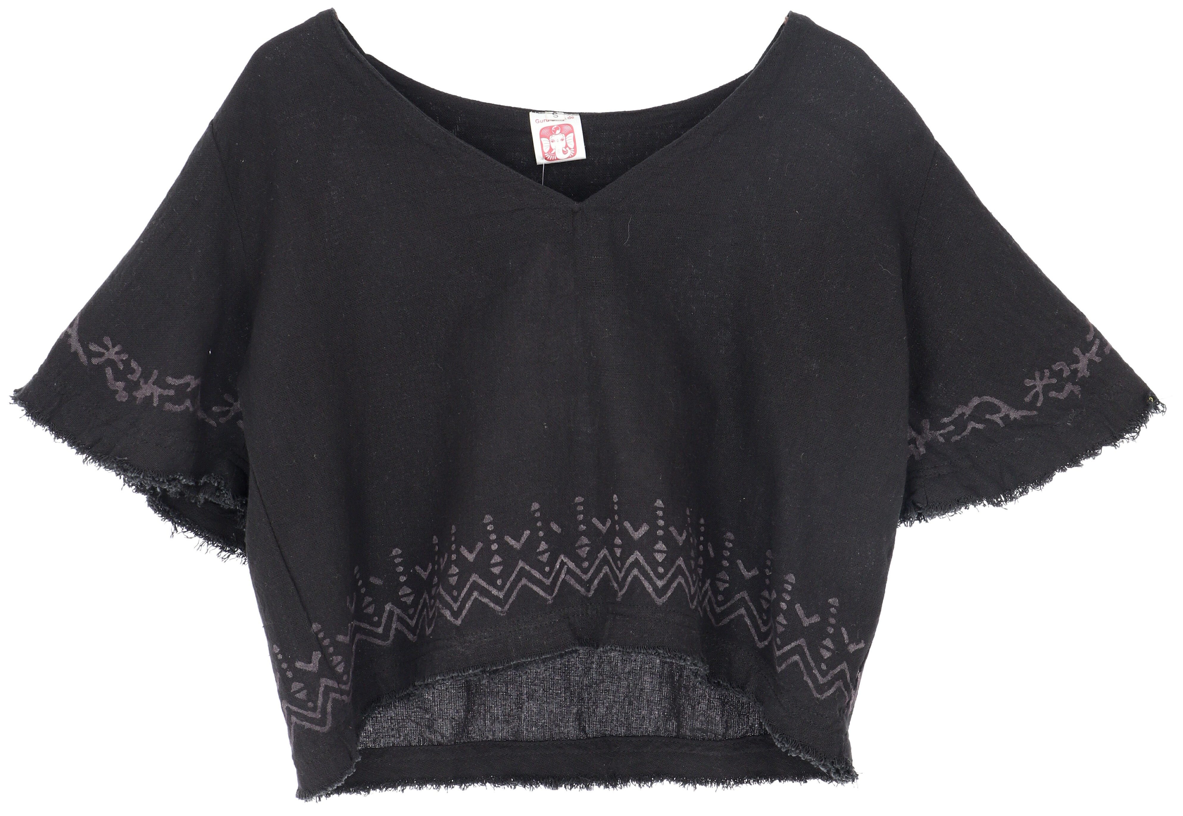 Guru-Shop T-Shirt Weites Top mit handgefertigtem Druck,.. Festival, Ethno Style, alternative Bekleidung