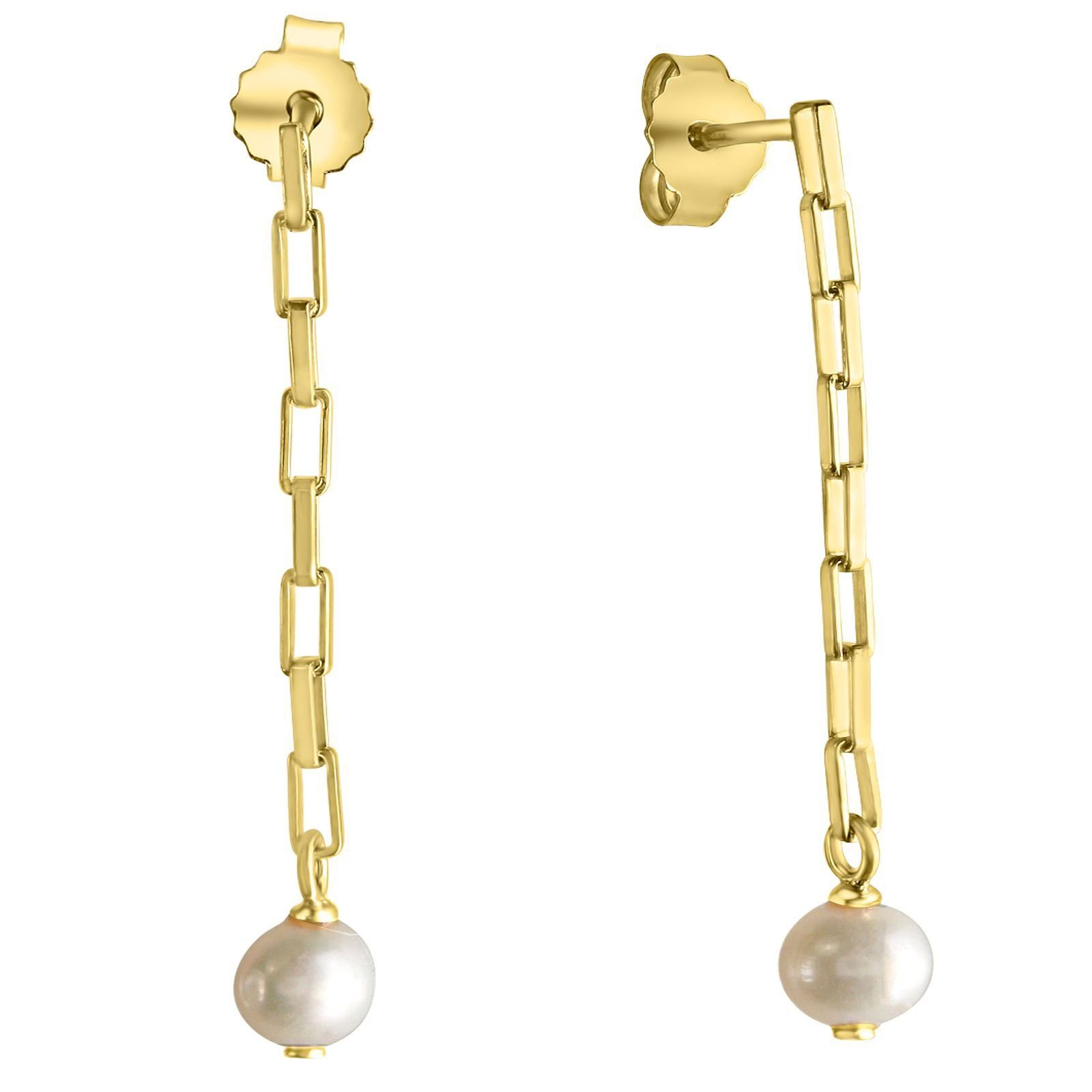 CELESTA Paar Ohrhänger 925 Silber vergoldet mit Süßwasserzuchtperlen