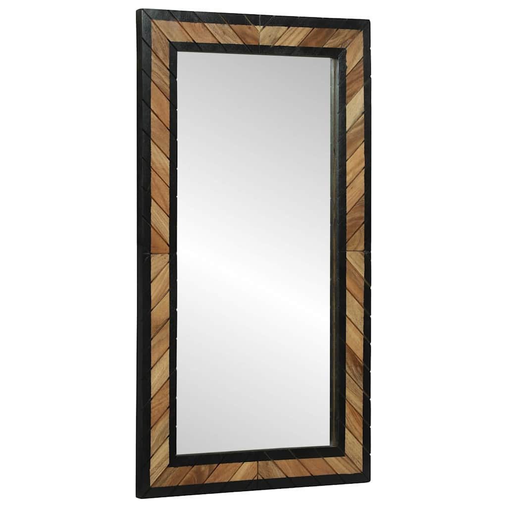 vidaXL Spiegel Wandspiegel Schwarz und Braun 50 x 2 x 90 cm Massivholz (1-St)