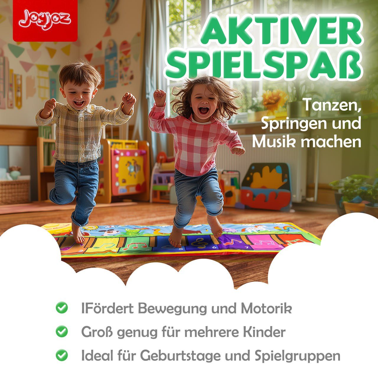 JoyJoz Spielmatte (Elektronische Klaviermatte, Tanzmatte für Kinder), mit 25 Geräuschen und 13 Karten – Spielspaß und Lernen in Einem – Bild 3 von 5