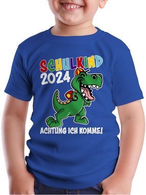 Shirtracer T-Shirt Schulkind 2024 Dino Dinosaurier Einschulung Junge Schulanfang Geschenke