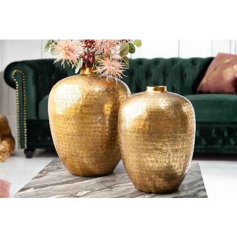 riess-ambiente Dekovase ORIENTAL 33cm gold (Set, 2 St), Wohnzimmer · Vase · Metall · Handarbeit · Dekoration