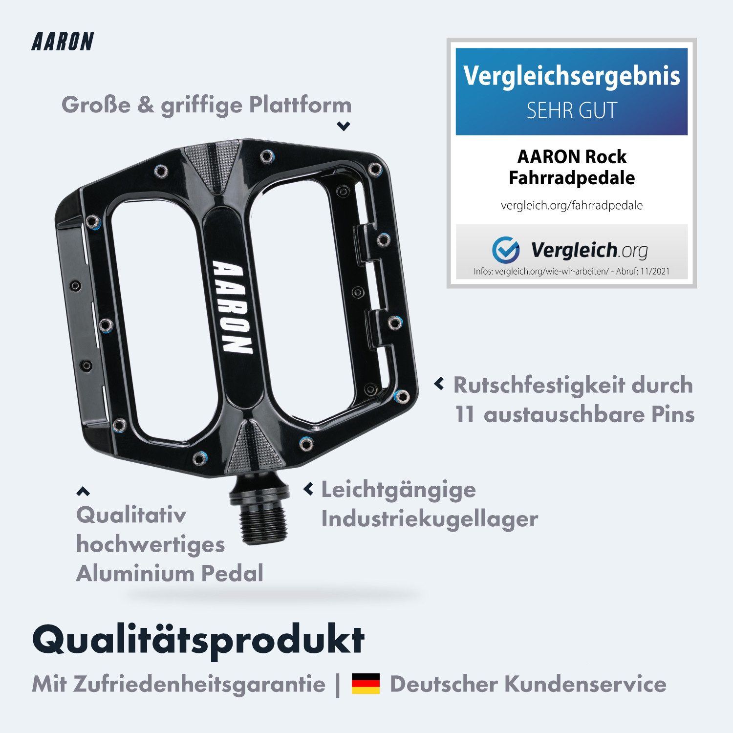 AARON Fahrradpedale Rock MTB Pedale Aluminium - Industriekugellager & austauschbare Pins