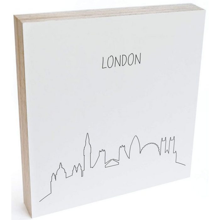 Wall-Art Holzbild Tischdeko Skyline London Outline (1 St)