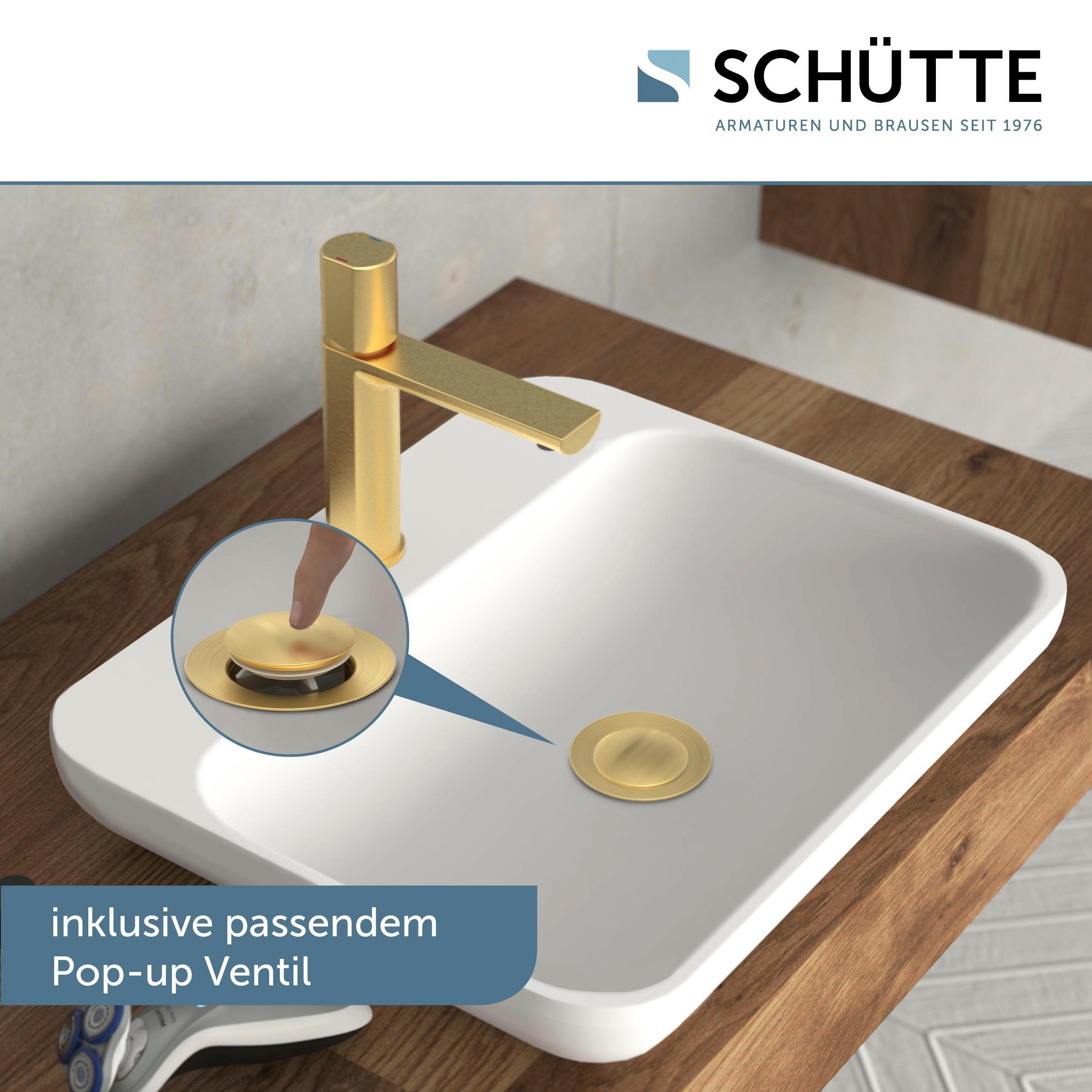 Schütte Waschtischarmatur NEW YORK Wasserhahn mit Ablaufgarnitur, Mischbatterie mit Pop Up Abflussstopfen