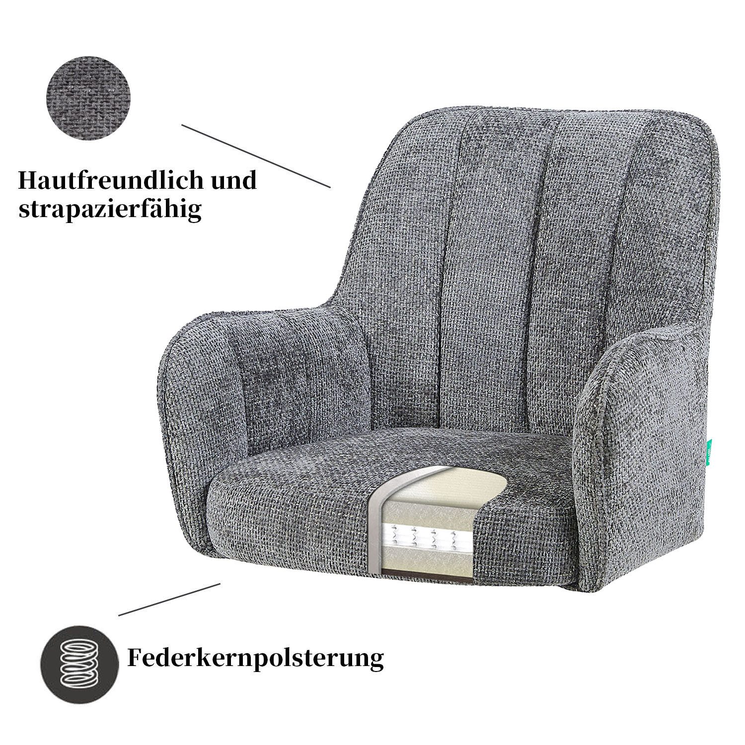 DUBI Möbel Polsterstuhl THOMAS-ZARA, 360° drehbar mit Federkernpolsterung