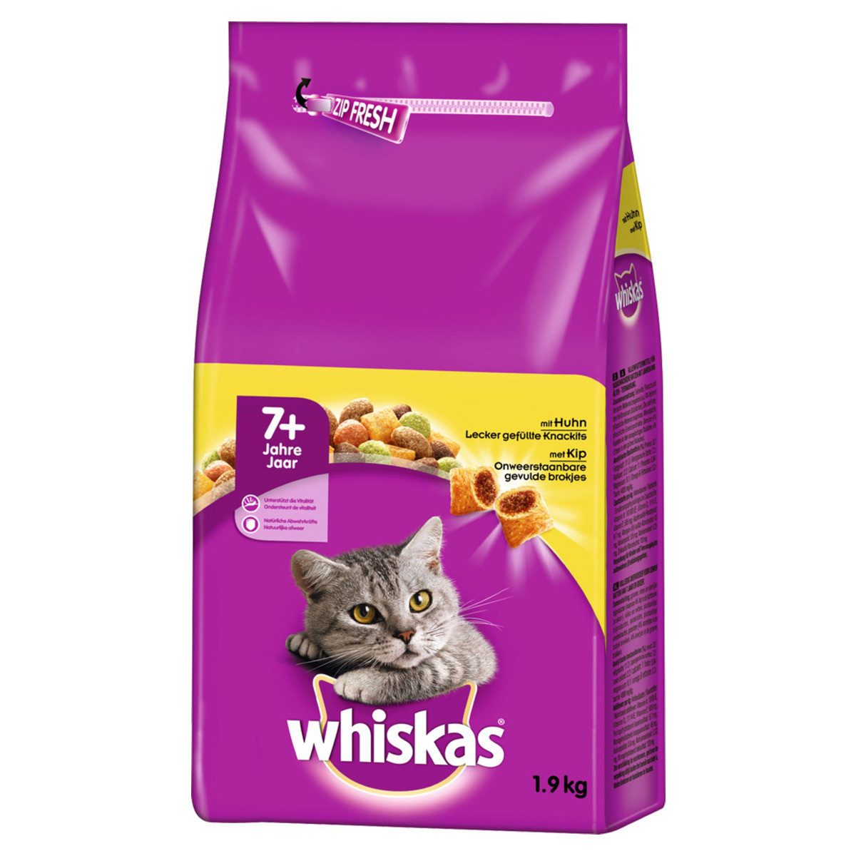 Whiskas 7+ mit Huhn 1,9 kg, Trockenfutter für: Katze von Whiskas