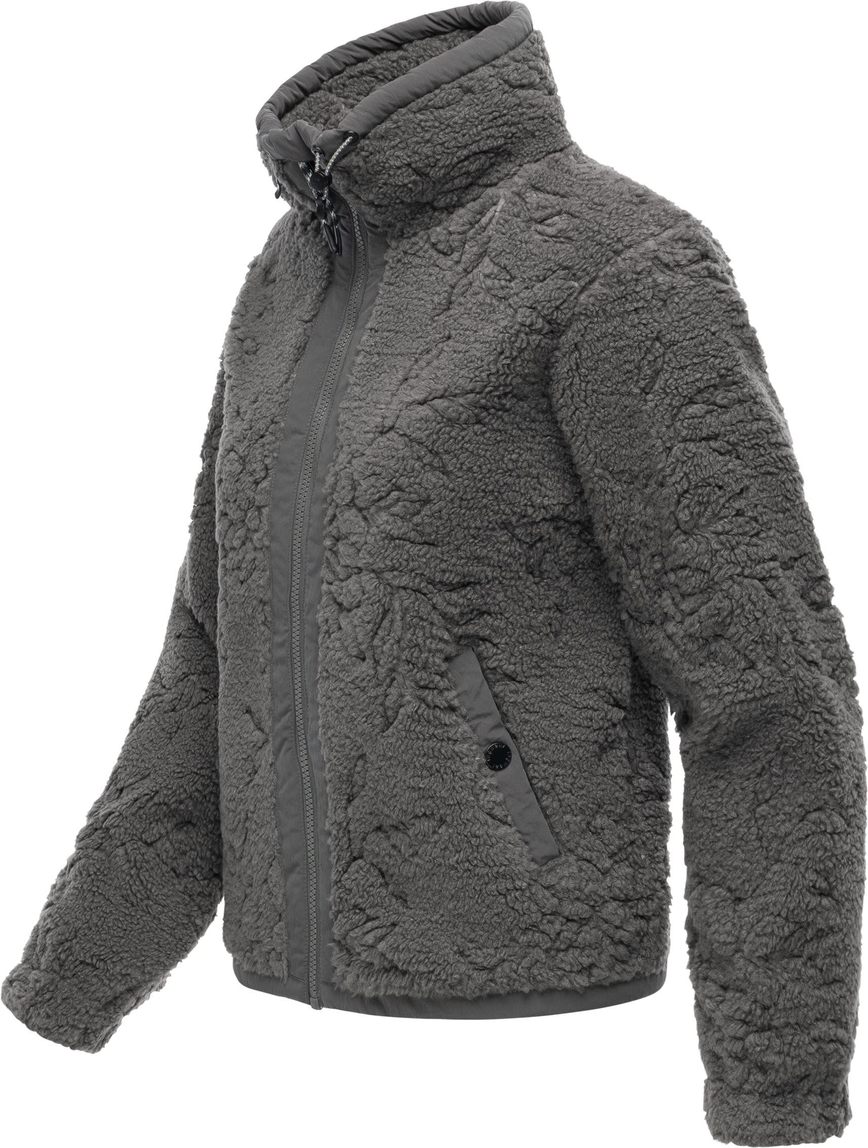 Ragwear Plüschjacke Nordicka II Sportliche Teddy-Fleecejacke mit verstellbarem Kragen