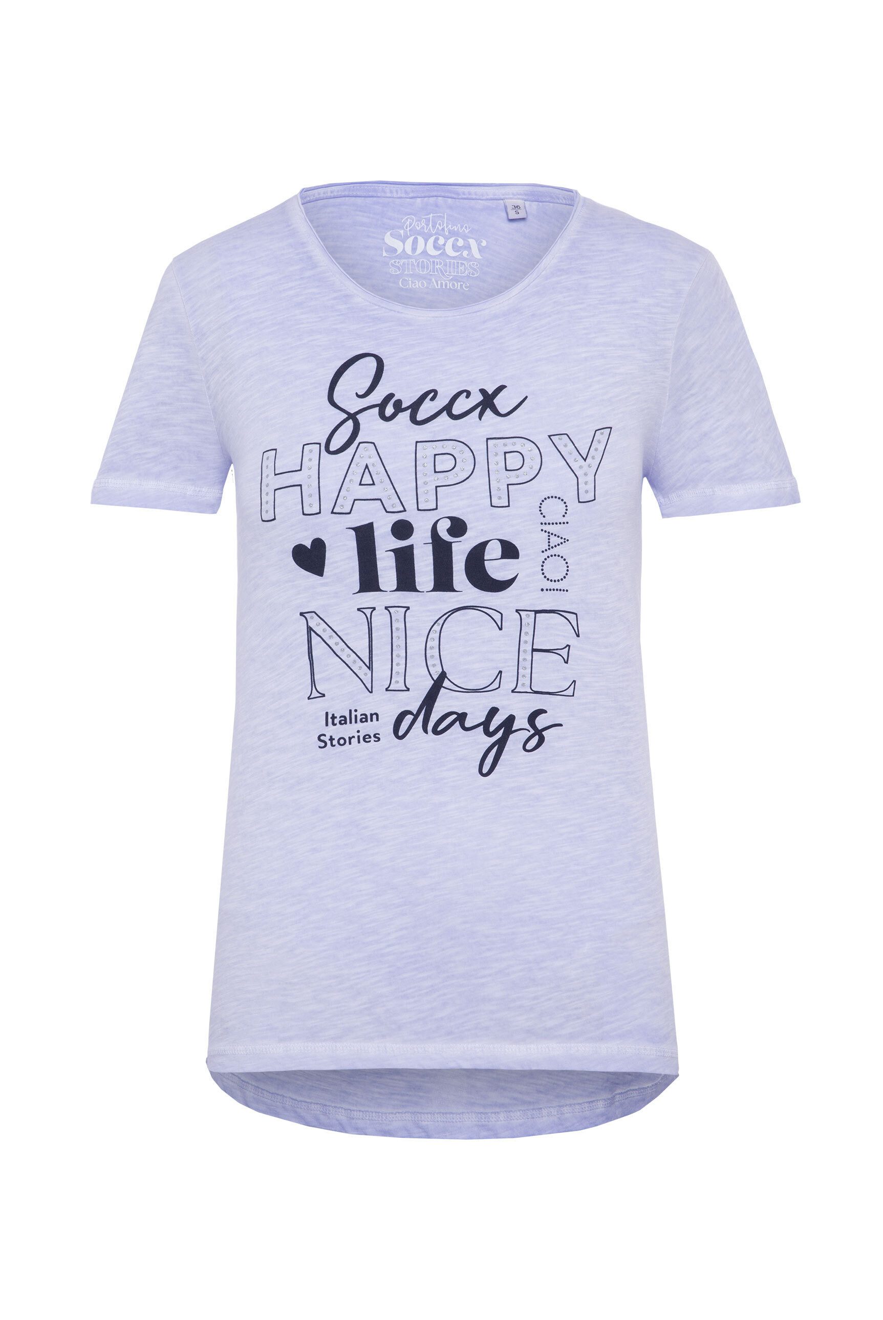 SOCCX Rundhalsshirt mit offener Kante am günstig online kaufen