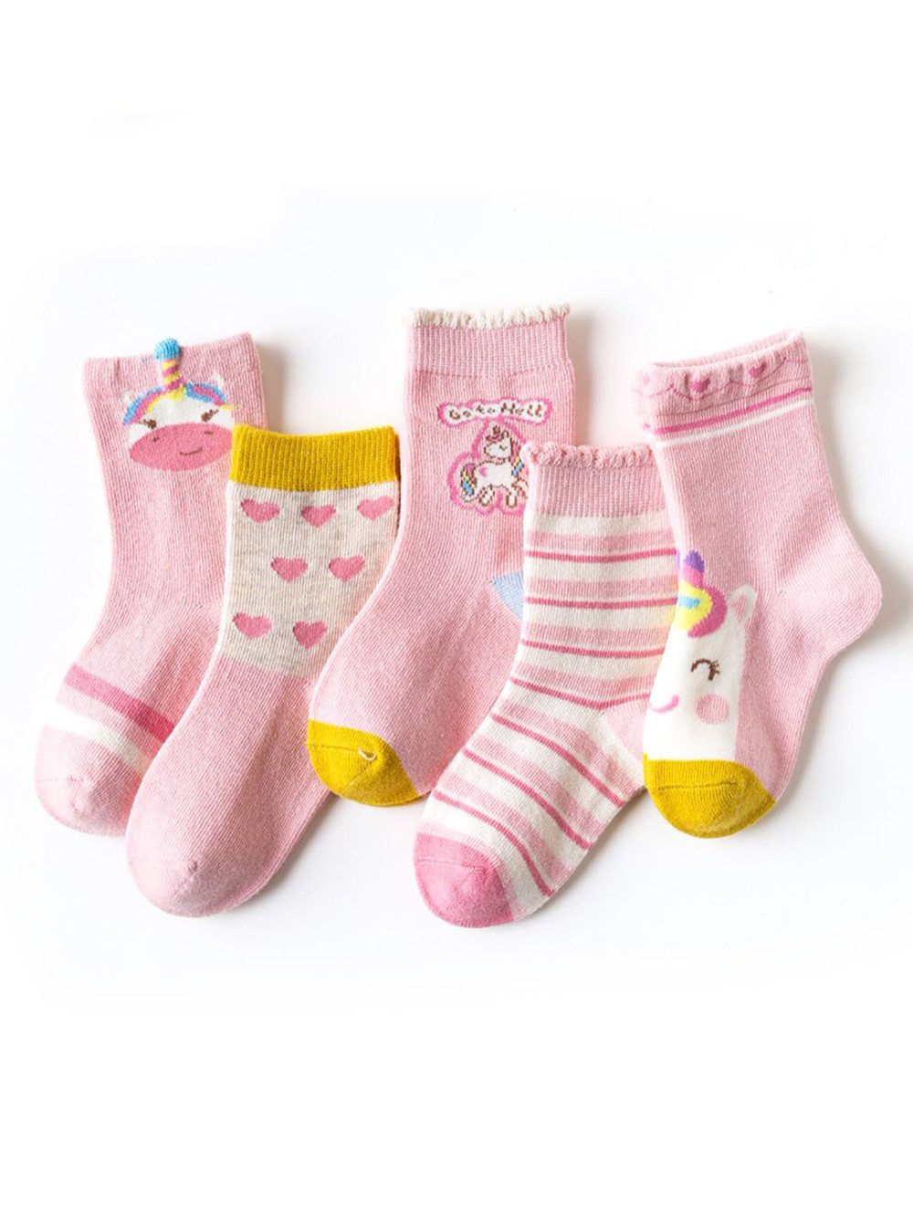 axy Socken axy Kinder Socken 5 Paar Multipack Mädchen Strümpfe Einhorn (Set, 5er-Pack, 5 Paar) Geschenke Bunte Weich Neuheit Kindersocken
