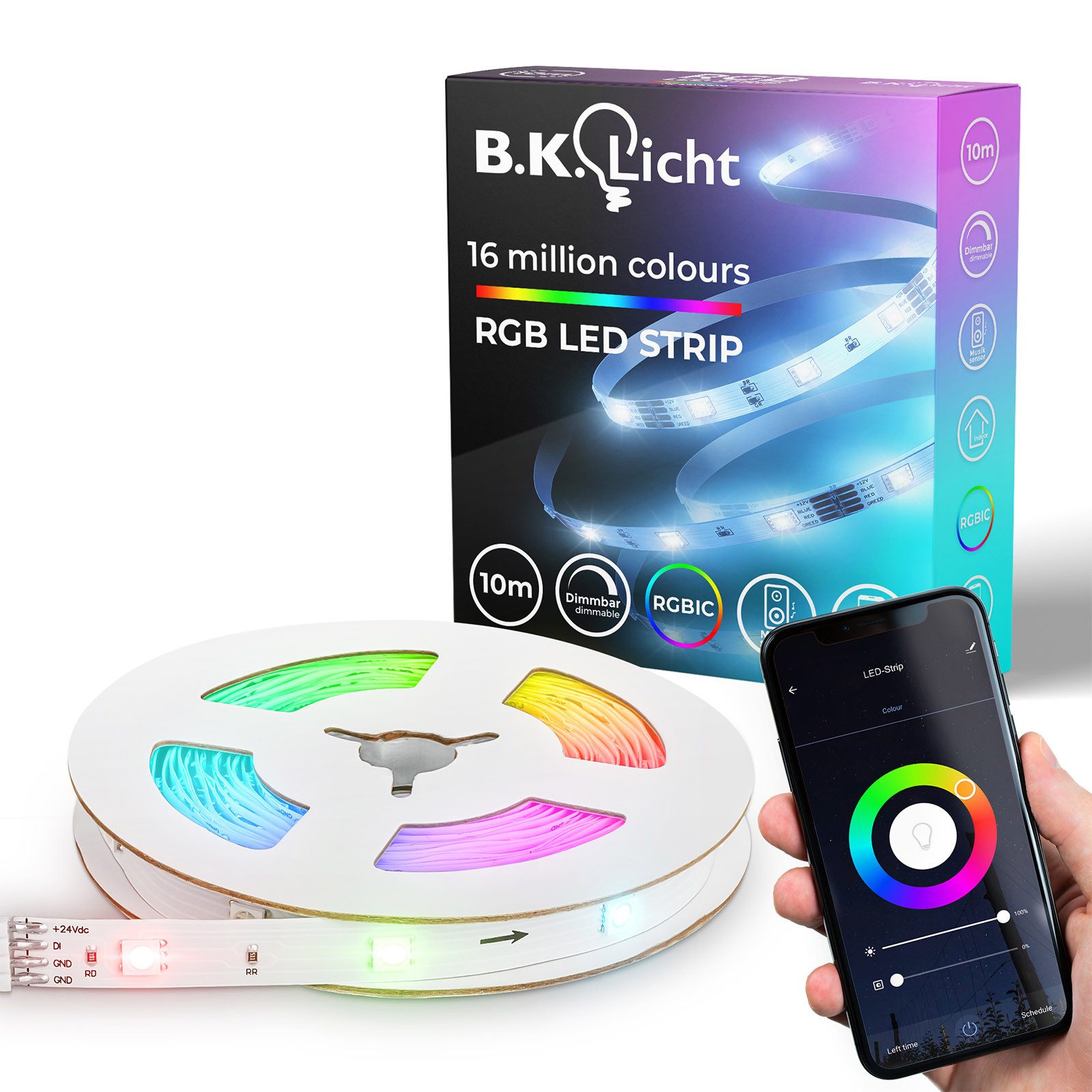 B.K.Licht LED-Streifen 5 meter Magic RGB Band 22W Musiksensor selbstklebend günstig online kaufen