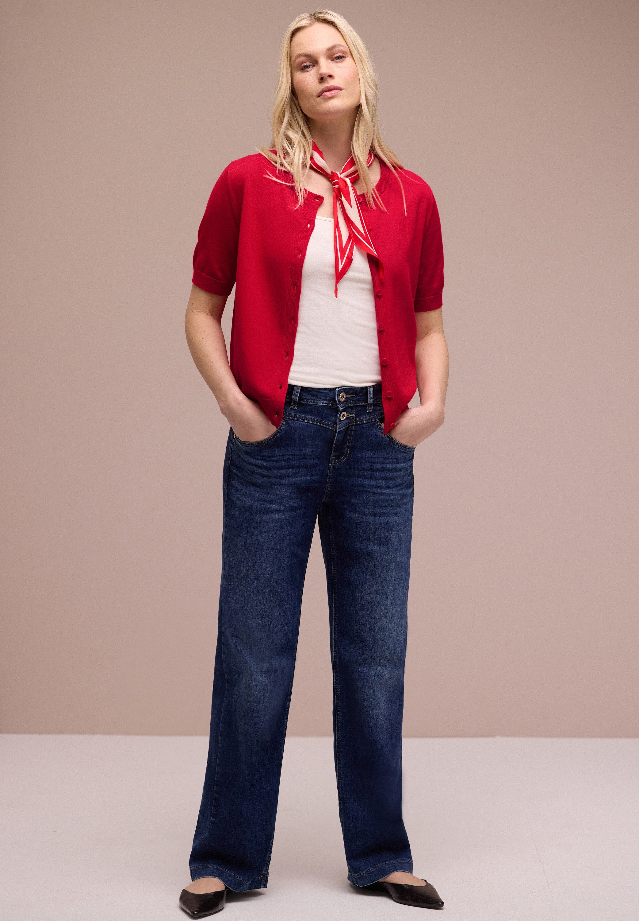 STREET ONE Cardigan Kurzarm-Cardigan mit Rundhals