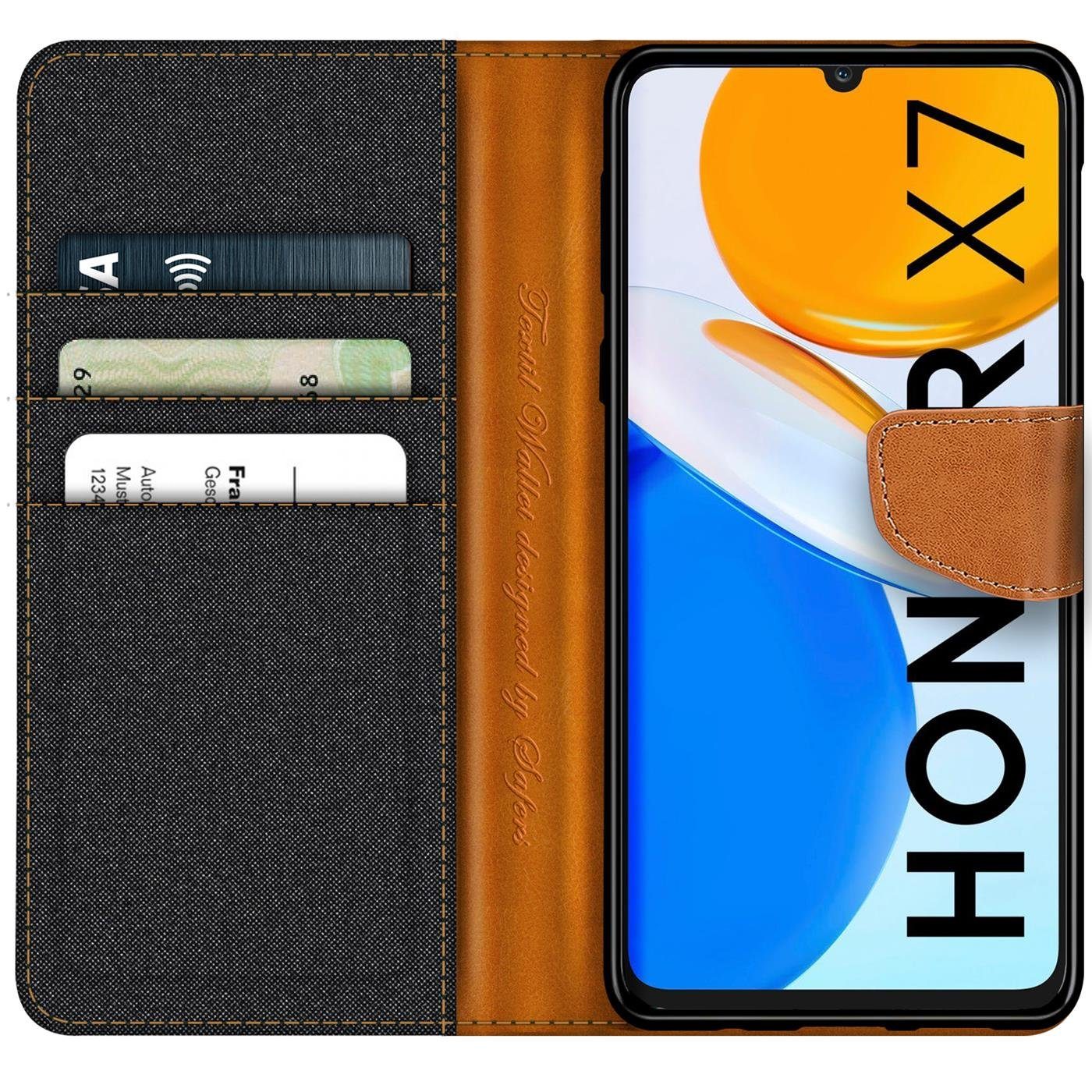 CoolGadget Handyhülle Flip Case Wallet Cover Book Tasche für Honor X7 6,74 Zoll, Handy Tasche mit Kartenfach Book Schutzhülle