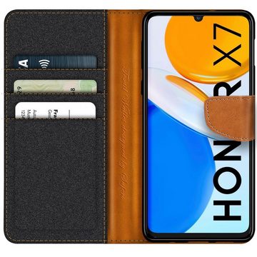 CoolGadget Handyhülle Denim Schutzhülle Flip Case für Honor X7 6,74 Zoll, Book Cover Handy Tasche Hülle für Honor X7 Klapphülle