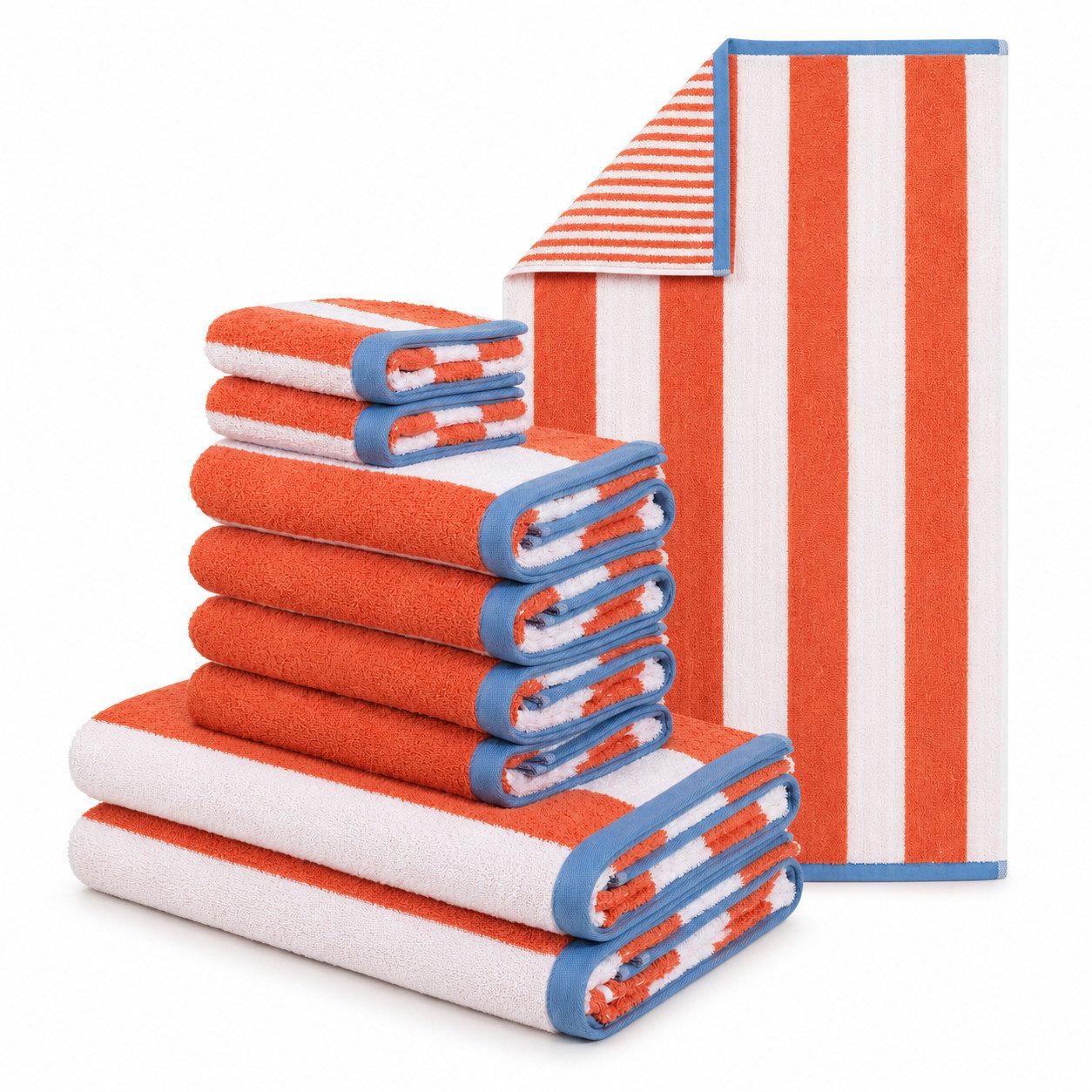 OTTO home Handtuch Set Elenna, Handtücher, 100% Baumwolle, 500 gr/m², 8-tlg., Frottier (Set, 8-St), Duschtücher, Handtücher, Gästehandtücher, modern, Streifen