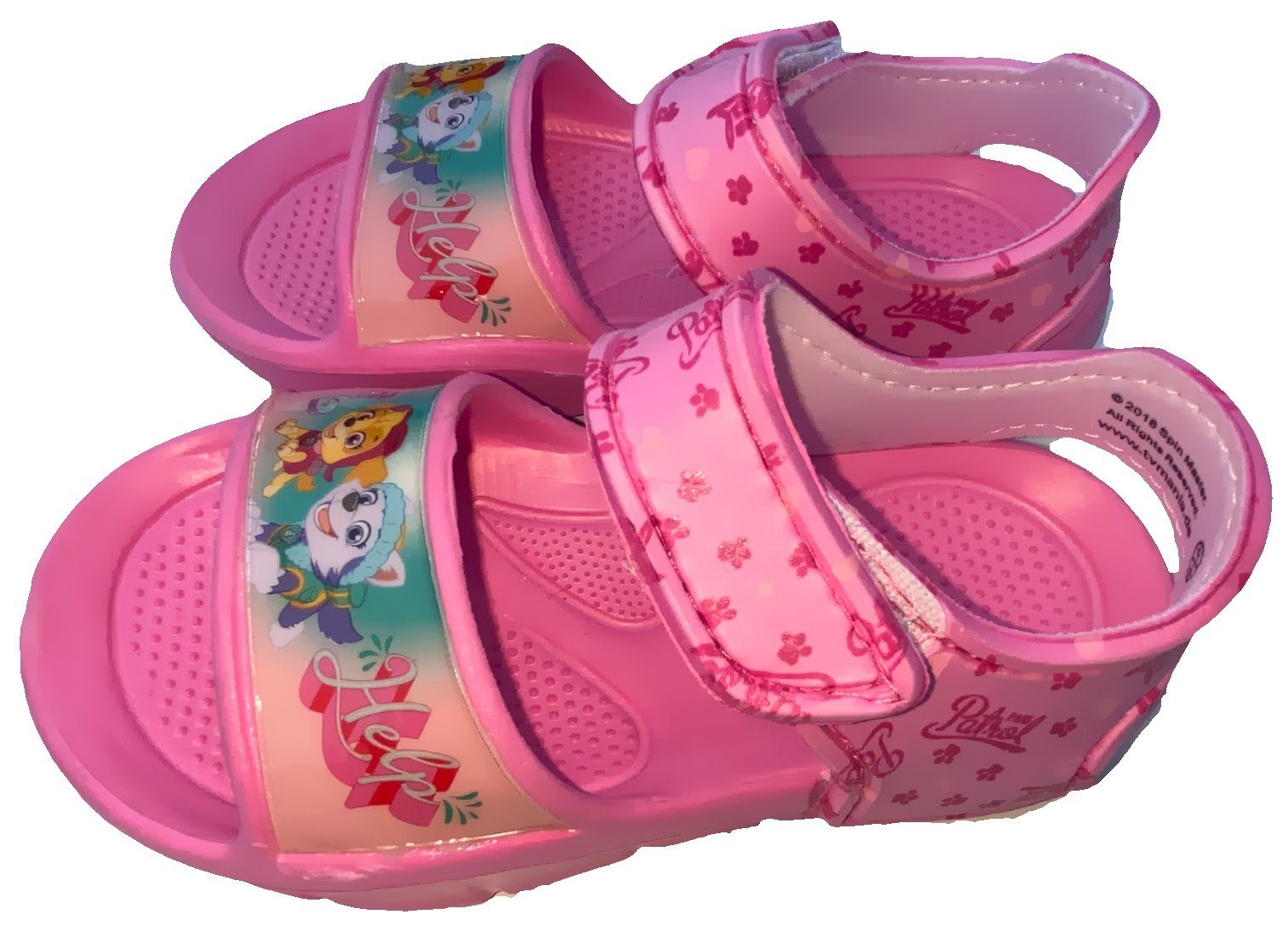 PAW PATROL Paw Patrol Sandalen Badeschuhe Schuhe für Jungen + Mädchen, rutschfeste Sohle, Klettverschluss, Kinderschuhe Sommerschuhe Schwimmschuhe rosa + blau Gr.24/25 26/27 28/29 30/31 Badesandale