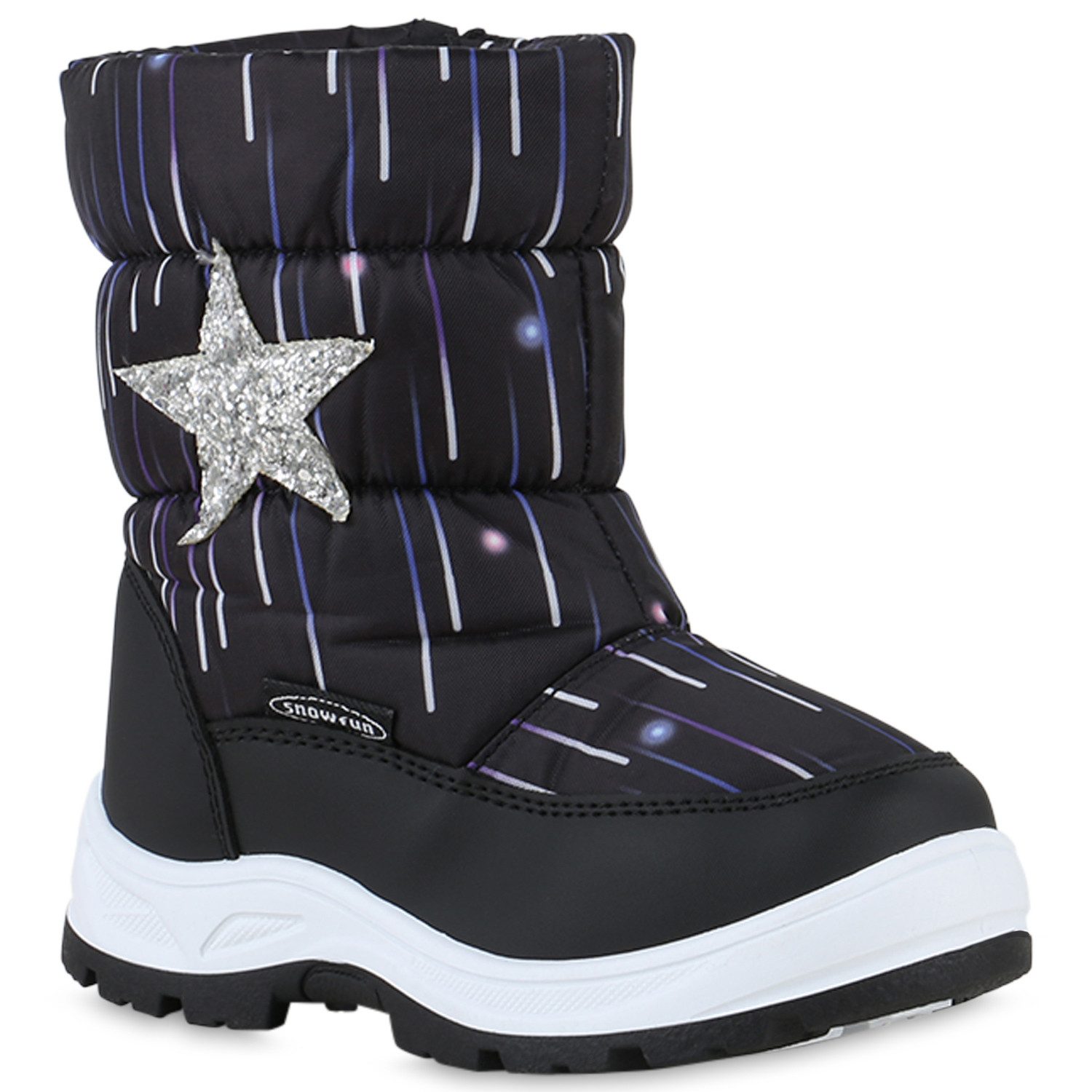 VAN HILL 840077 Winterboots Kinder Warm Gefütterte Winter Boots Gesteppte Glitzer