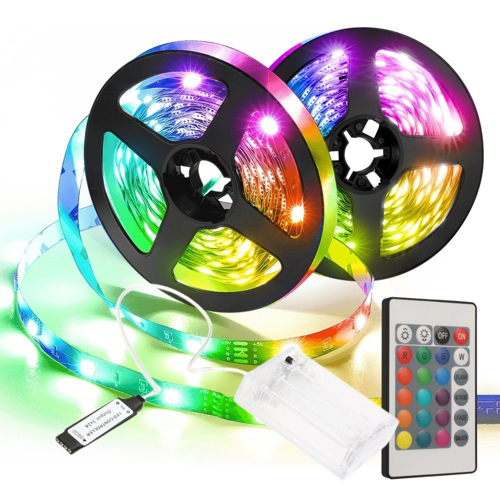 WILGOON LED-Streifen 2M USB LED Streifen Lichter, 24 Tasten Fernbedienung, 5050 RGB LED Streifen mit IR Fernbedienung
