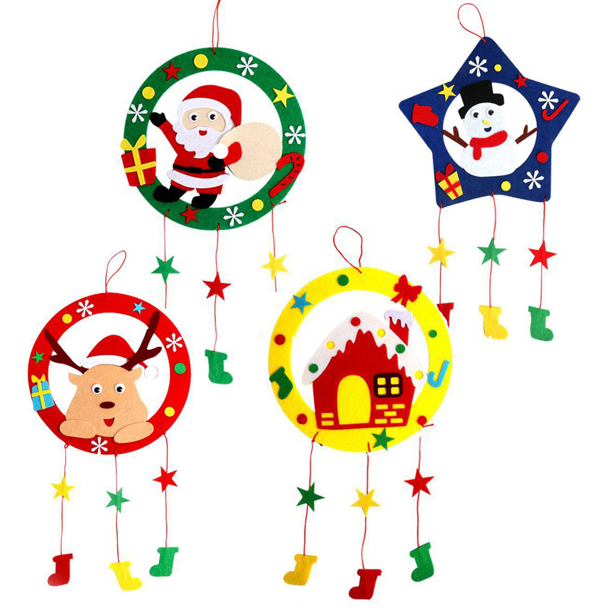 Dekohänger Weihnachtskränze Bastelset für Kinder,Weihnachtsbaum Deko