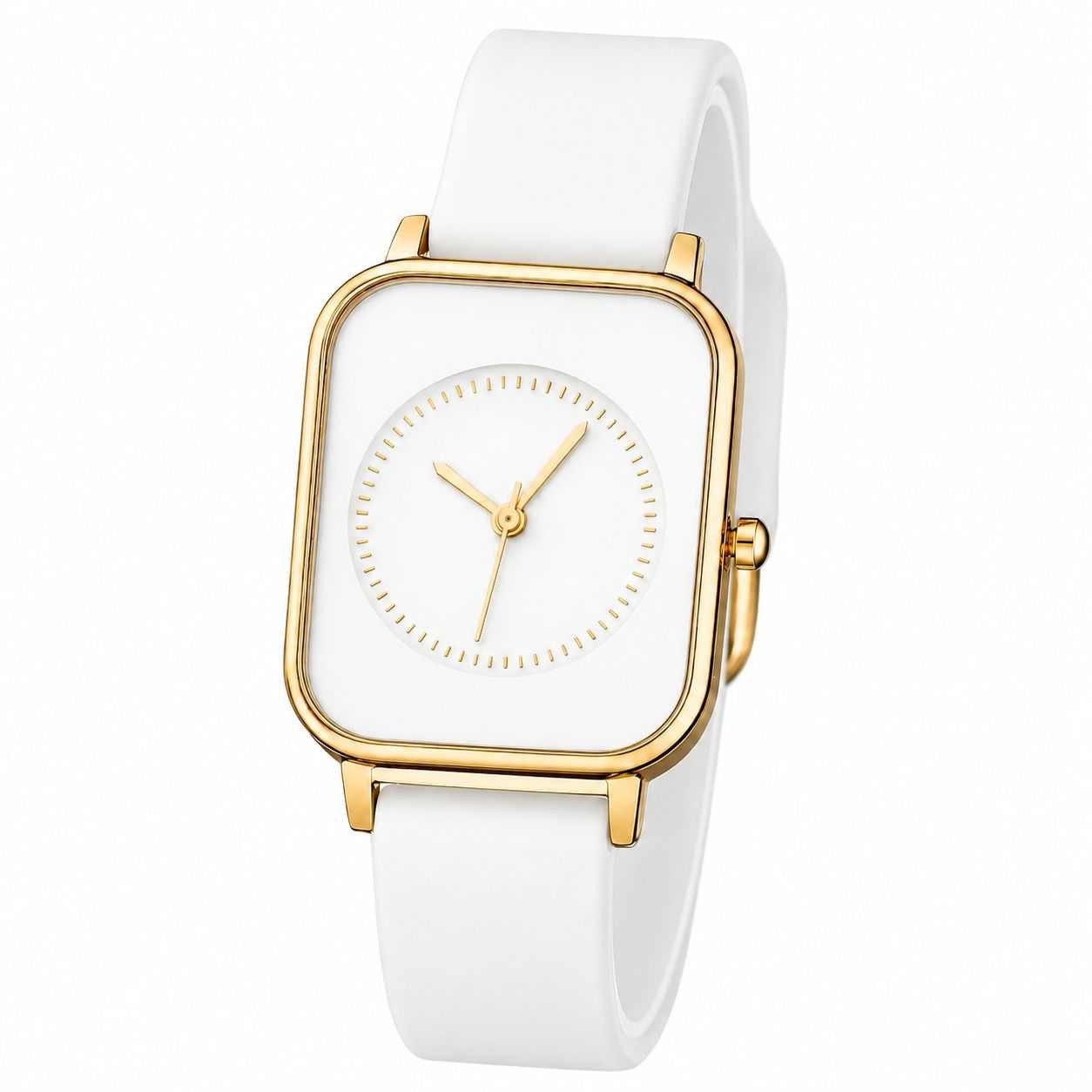 Taffstyle Quarzuhr Damenuhr Rechteckige Armbanduhr Quarzuhr Silikonarmband Elegant, (Elegante Damen Uhr mit Kleeblatt Design und Metallarmband - Geschenkidee)
