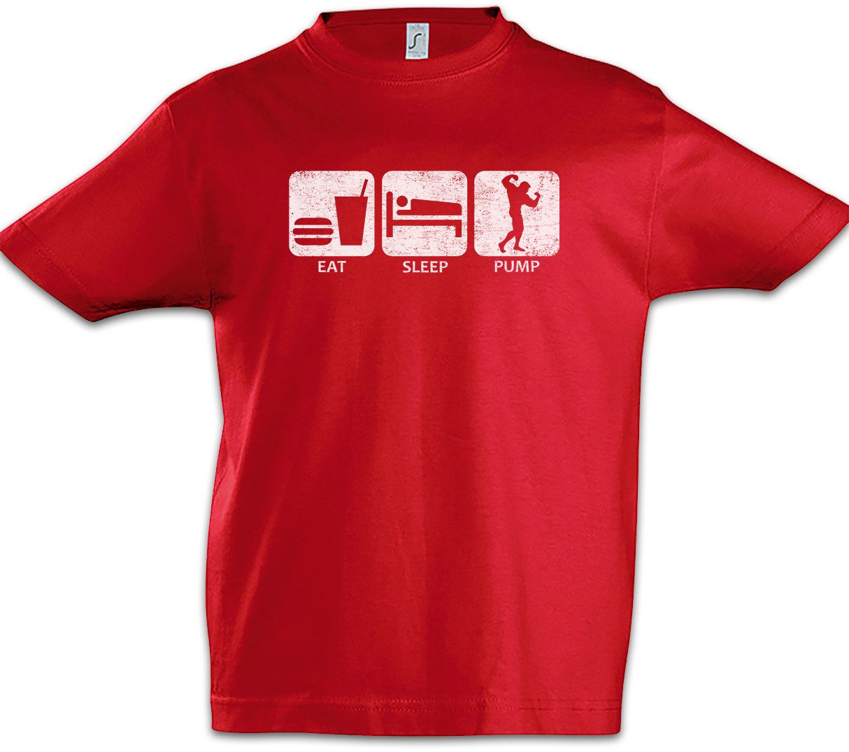 Print-Shirt Eat Sleep Pump Kinder T-Shirt Body Building Gym Bodybuilding Training