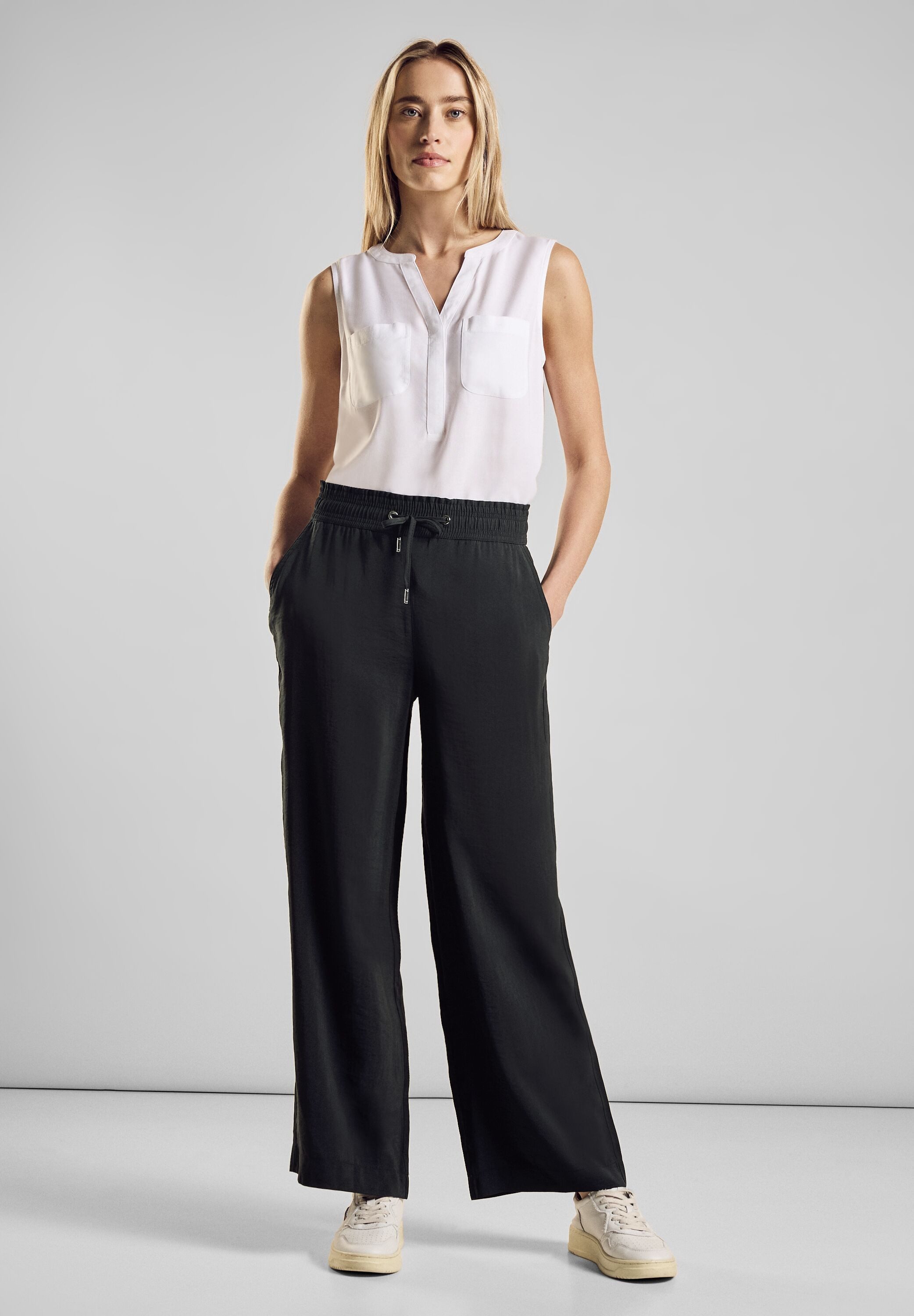 STREET ONE Stoffhose Sommerhose mit Kordelzug