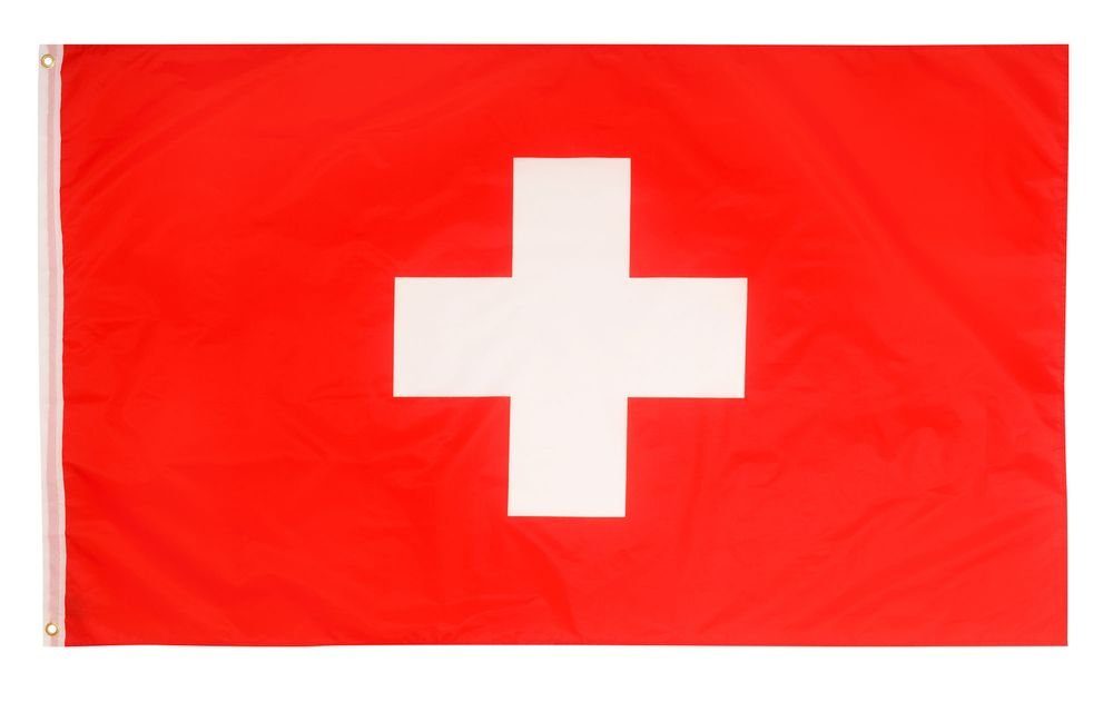 PHENO FLAGS Flagge Schweiz Flagge 90 x 150 cm Schweizerische Fahne Länderfahnen (Hissflagge für Fahnenmast), Inkl. 2 Messing Ösen