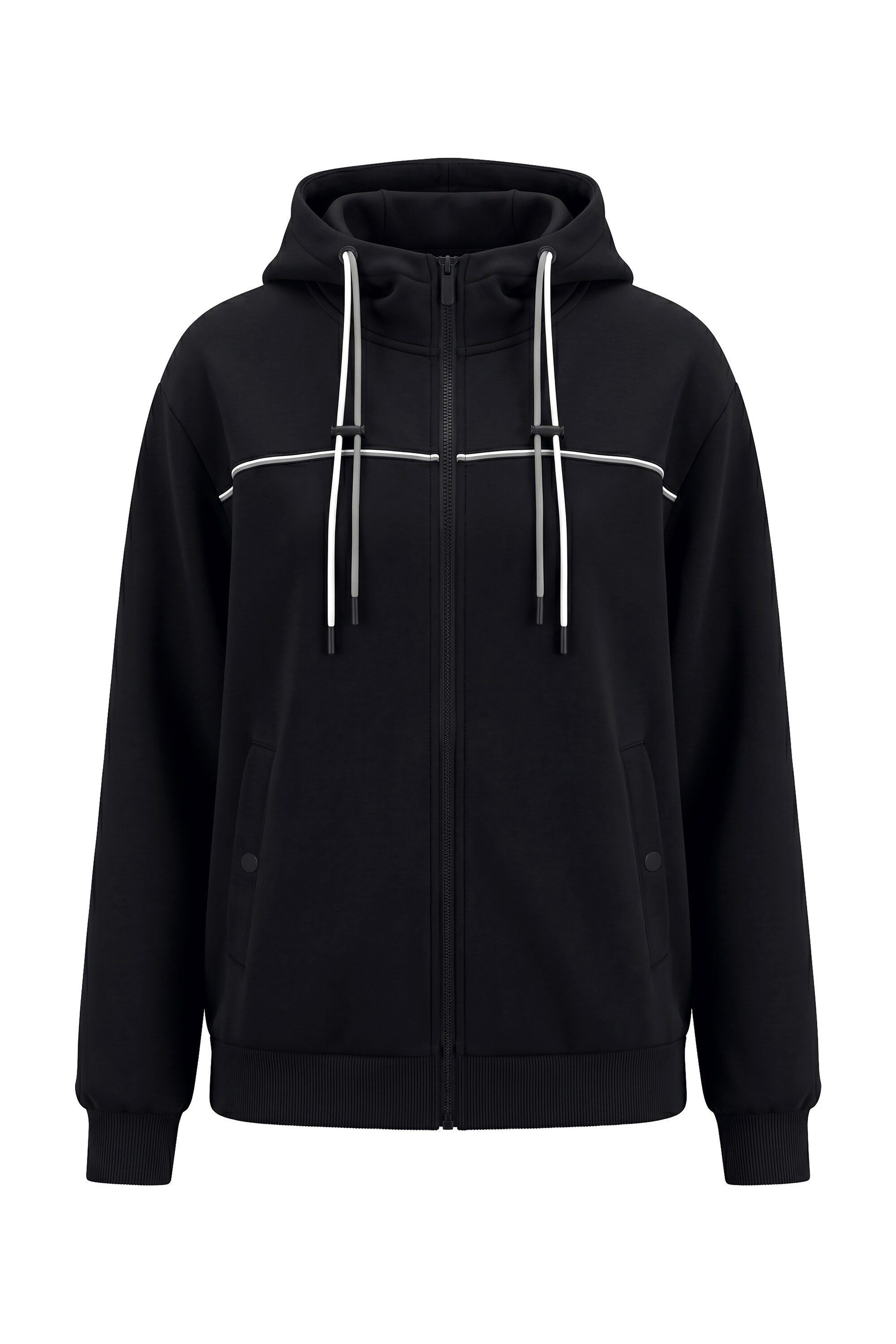 Ulla Popken Sweatjacke Sweatjacke Piping Kapuze Langarm Daumenloch – Bild 2 von 4