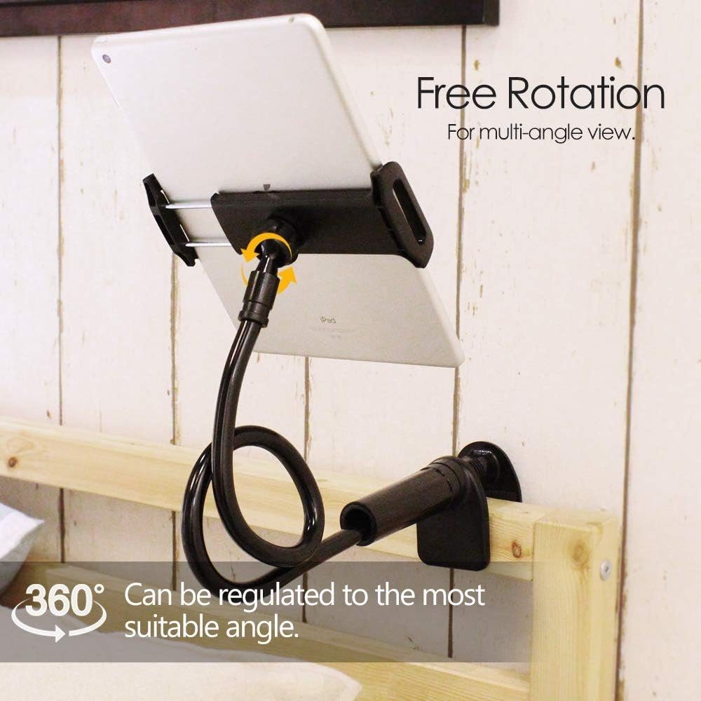 CLM-Tech Schwanenhals Tablet Halterung Bett - Smartphone Halter Tisch langer Arm -, (bis 11,00 Zoll, Geräte - iPad Betthalterung - Schwarz, 2-tlg., Flexible Kindle Halterung, Länge: 78 cm, 360° drehbarer Handy Ständer)