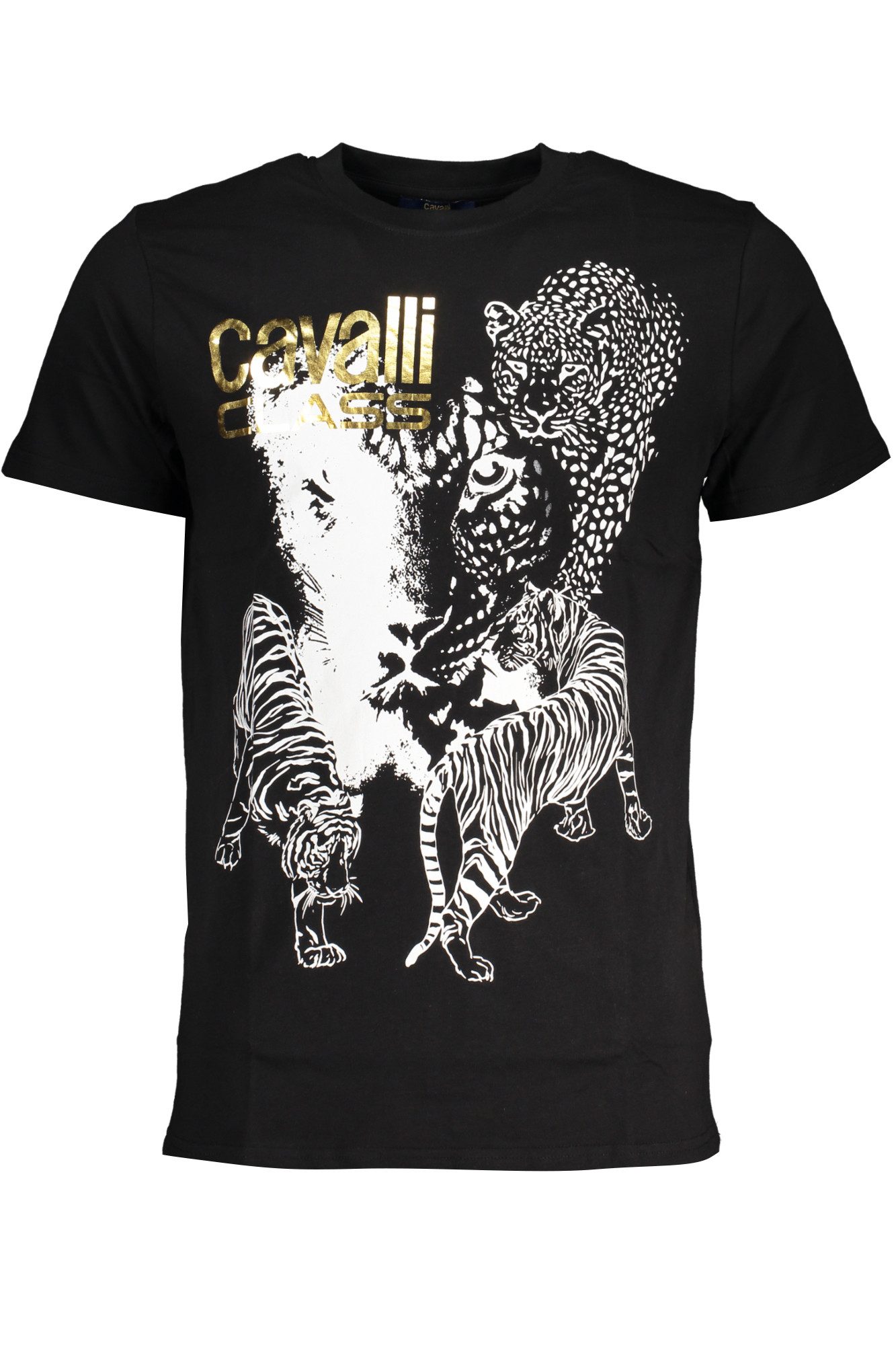 Cavalli Class T-Shirt Stylisches Herren Kurzarm-T-Shirt Schwarz mit Druck