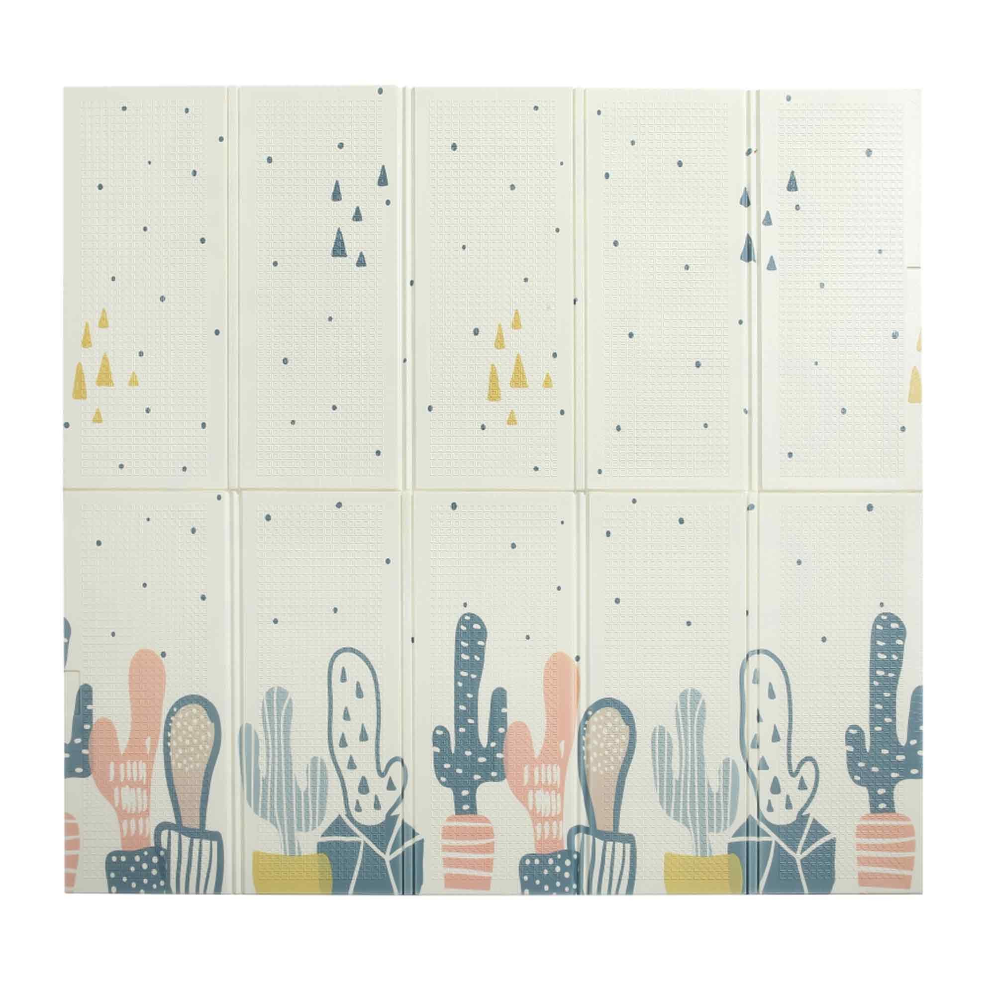 Baby Vivo Spielmatte Spielteppich für Kinder doppelseitig mit Straße 200 x 180 cm - Kaktus