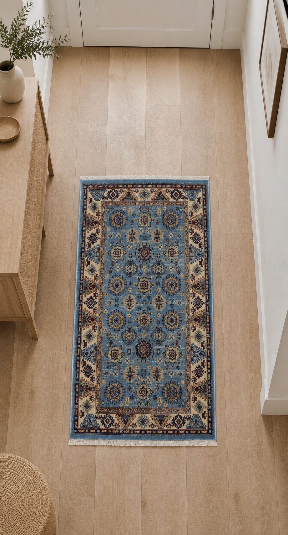 TEPPIA Orientteppich Teppia Teppich Kazak 1349B Orientteppich Wohnzimmer Blau / Dunkelbeige