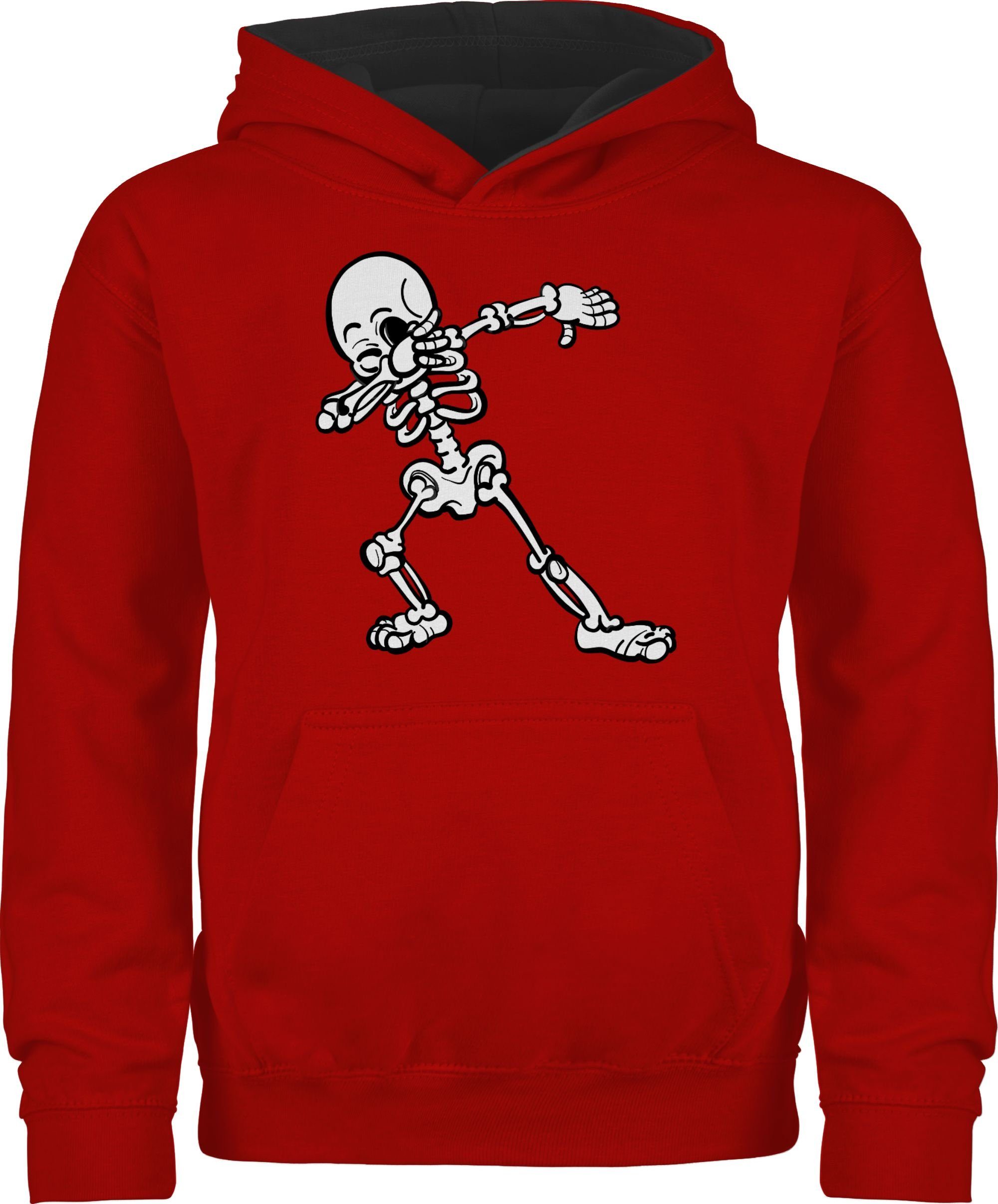 Shirtracer Hoodie Dabbing Skelett Halloween Kostüme für Kinder Jungs 1 Rot/Schwarz