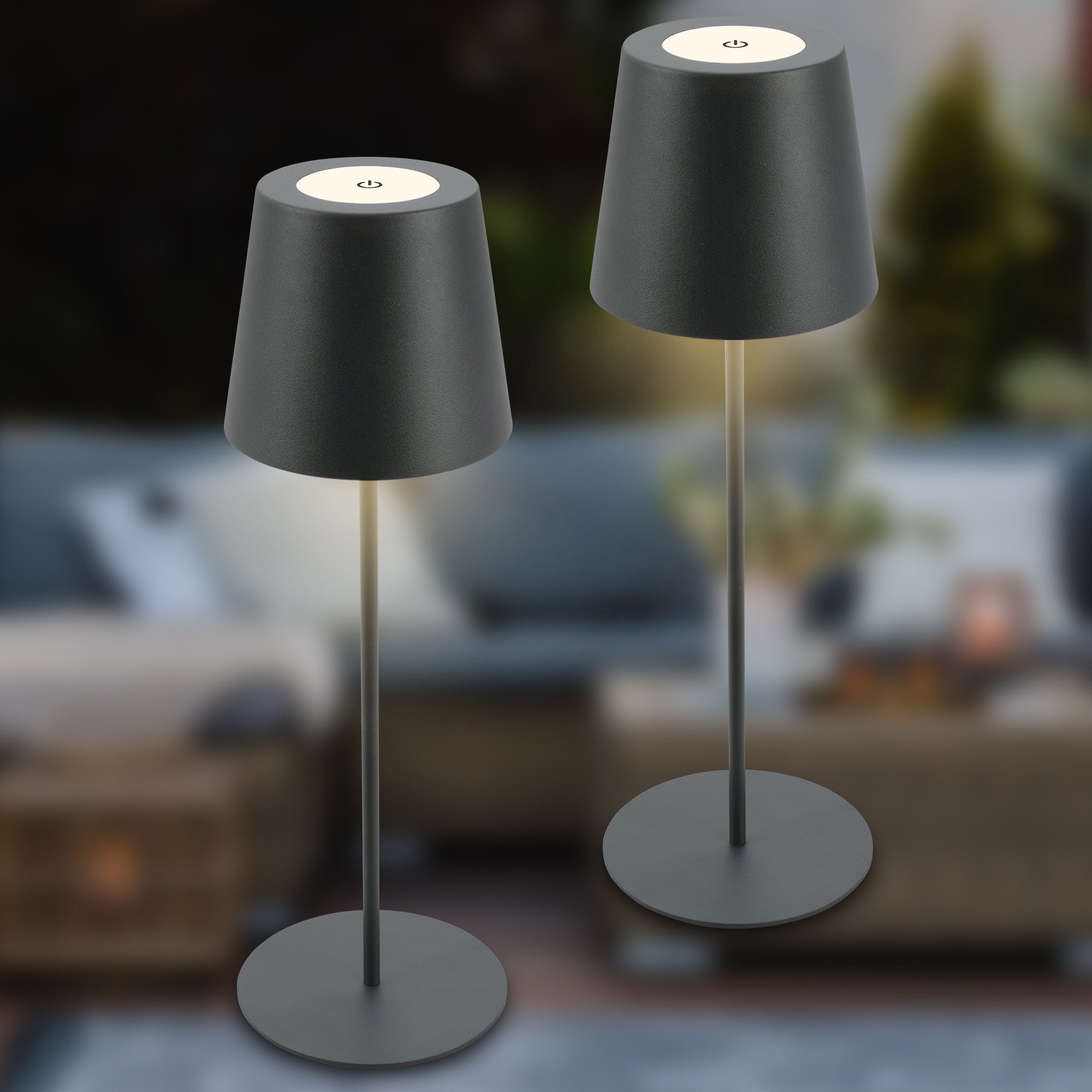 Briloner Leuchten Tischleuchte 2er Set LED Tischlampe kabellos, anthrazit, 2er Set LED Tischlampe kabellos 36x10,5 cm Anthrazit – Bild 5 von 5