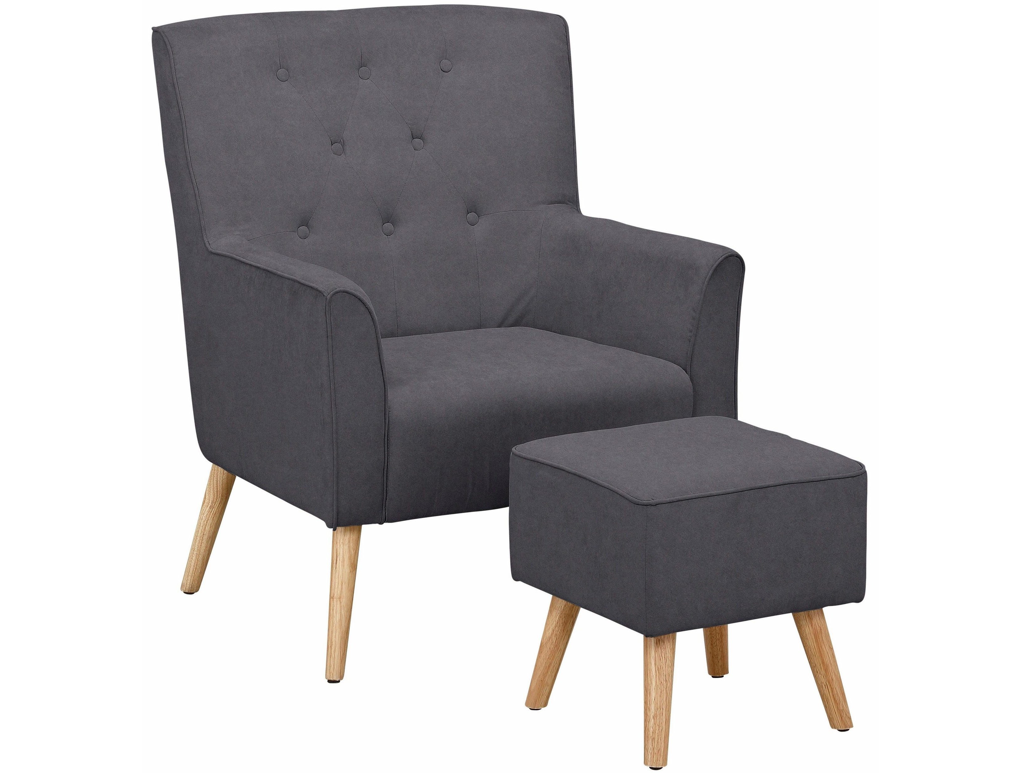 loft24 Stuhl Mike (Set mit Sessel und Hocker), Erhältlich in verschiedenen Farben und Materialien grau