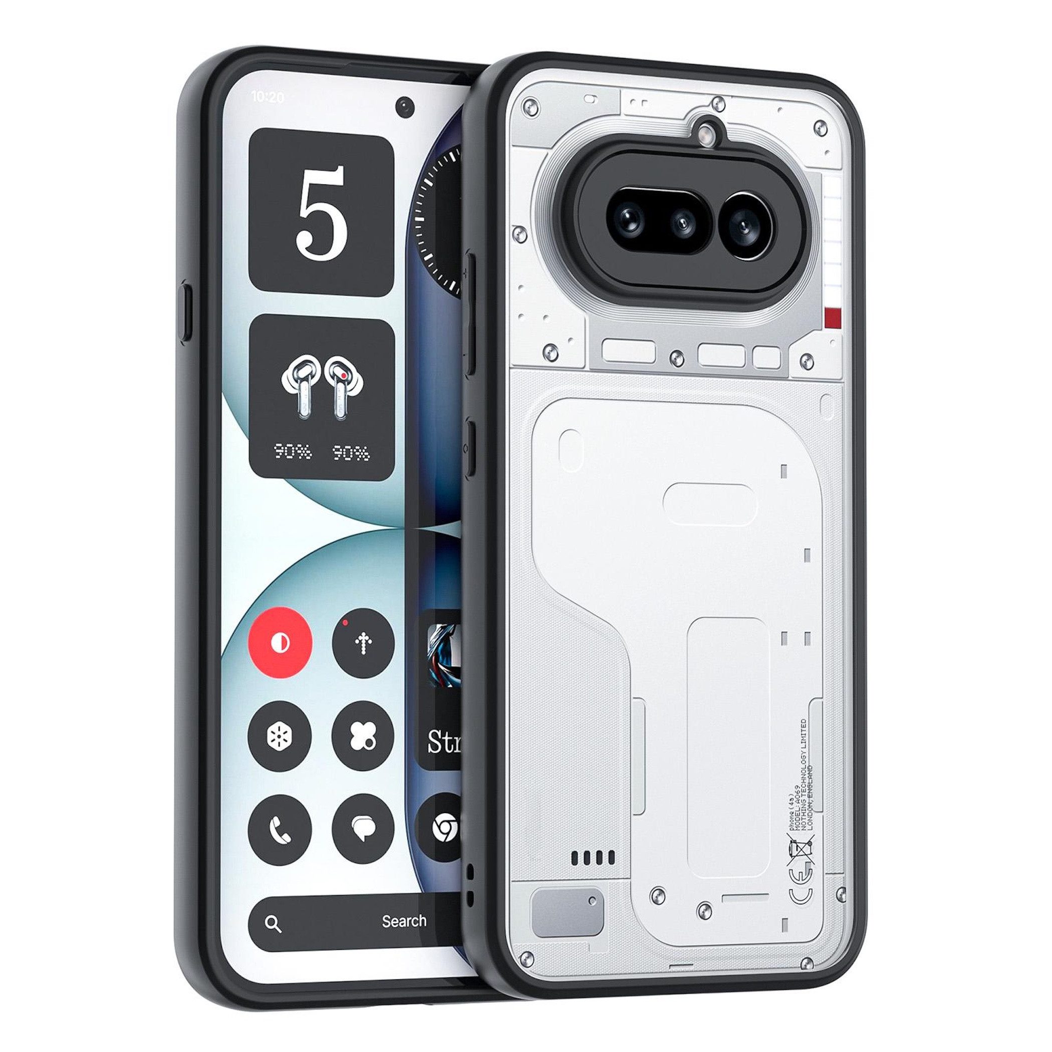 Wigento Handyhülle Stoßfest für Nothing Phone 4a TPU Silikon PC Linsenschutz Schwarz 6,8 Zoll, Linsenschutz