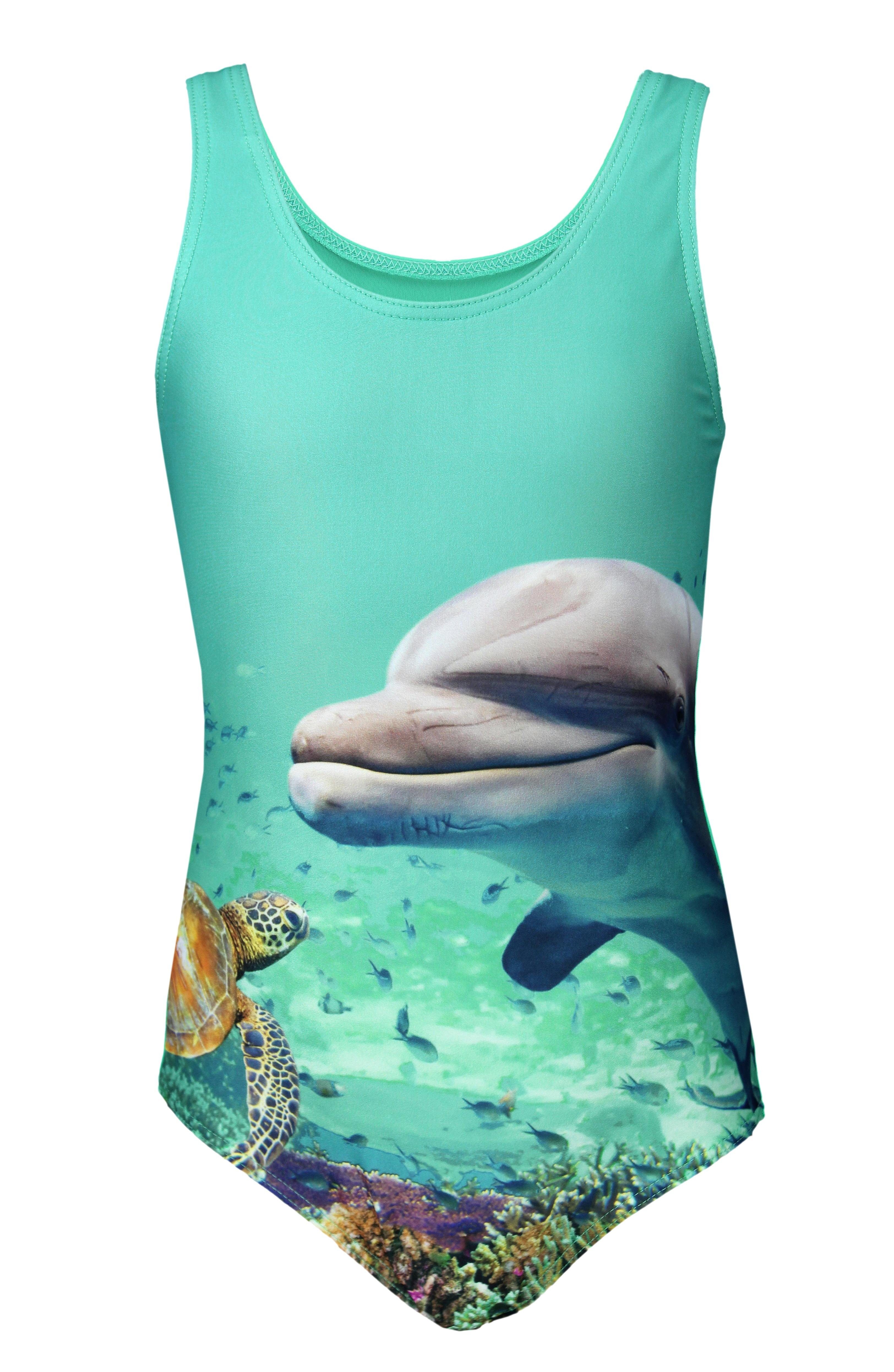 Aquarti Badeanzug Print mit Mädchen Aquarti Delphin Badeanzug Grün Ringerrücken 