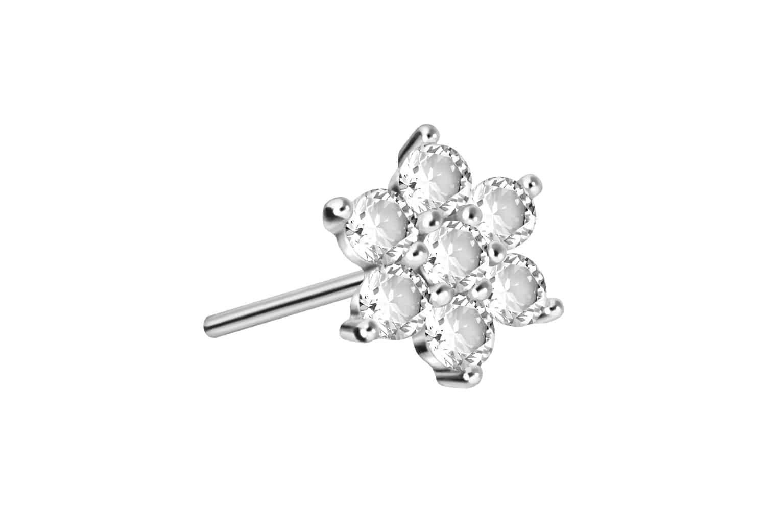 Piercing-Set Titan Aufsatz mit Push Pin KRISTALLBLUME