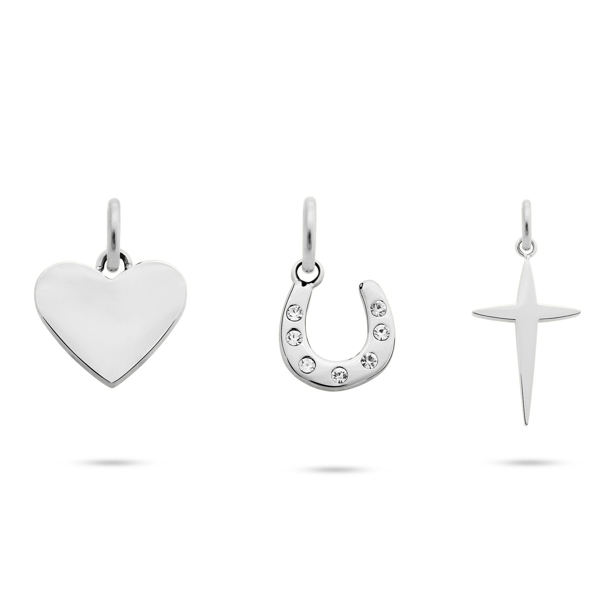 Tamaris Anhänger Set Schmuck Geschenk 3er Anhänger Bundle Herz, Hufeisen, Kreuz (Set, 3-tlg), mit Glasstein