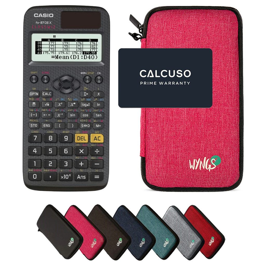 CASIO Taschenrechner fx-87DE X ClassWiz inkl. WYNGS Schutztasche Pink