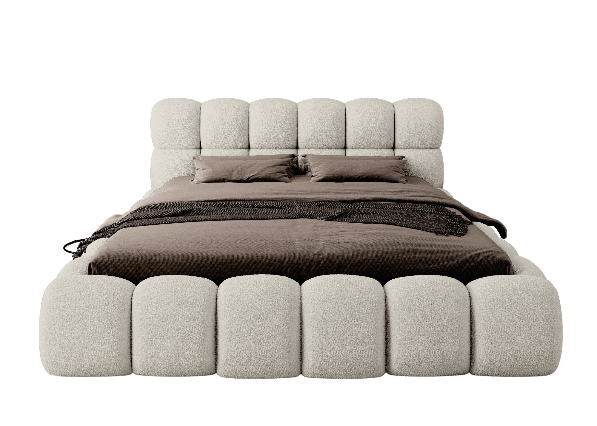 thematys Polsterbett mit Bettkasten / Stauraumbett, Bouclé 140x200 - 200x200cm (Optional mit 28 cm H3/H4 Taschenfederkern oder 23 cm Taschenfederkern-Matratze H – Bild 3 von 5