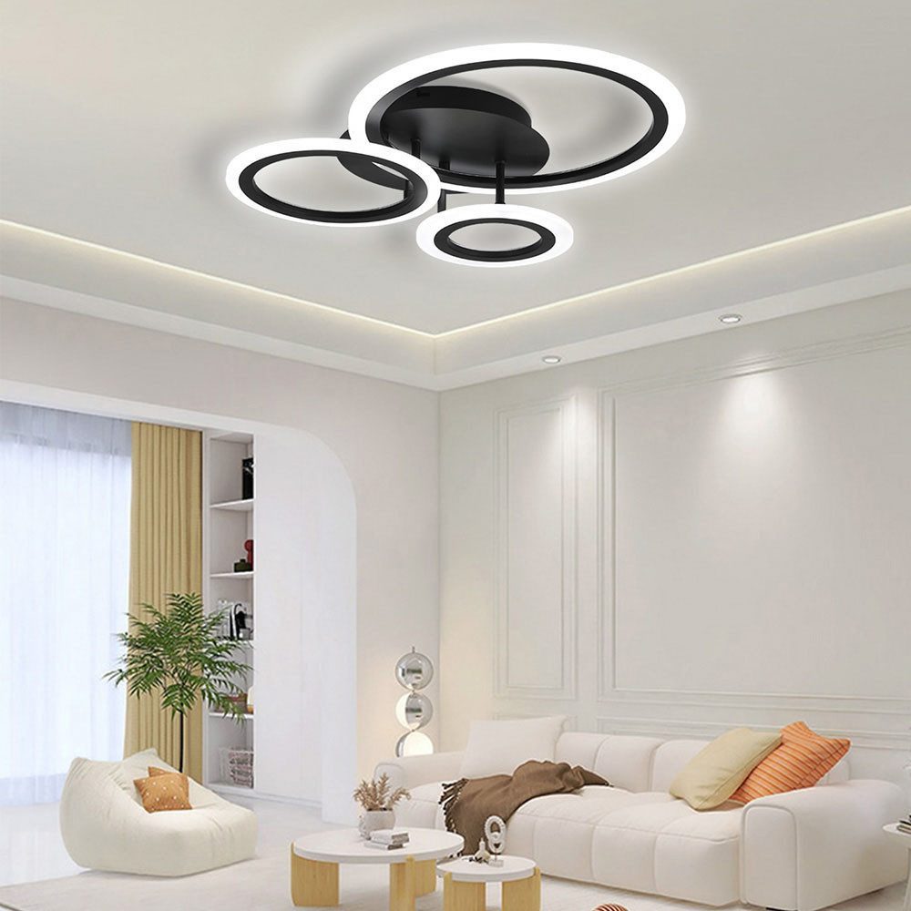 POPOLIC LED Deckenleuchte Modern Dimmbar Deckenleuchte für Wohnzimmer, Schlafzimmer, Deckenlampe mit Fernbedienung, 3000K-6000K