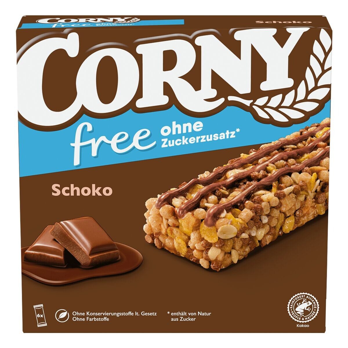 CORNY Riegel free Schoko, 6 Müsliriegel