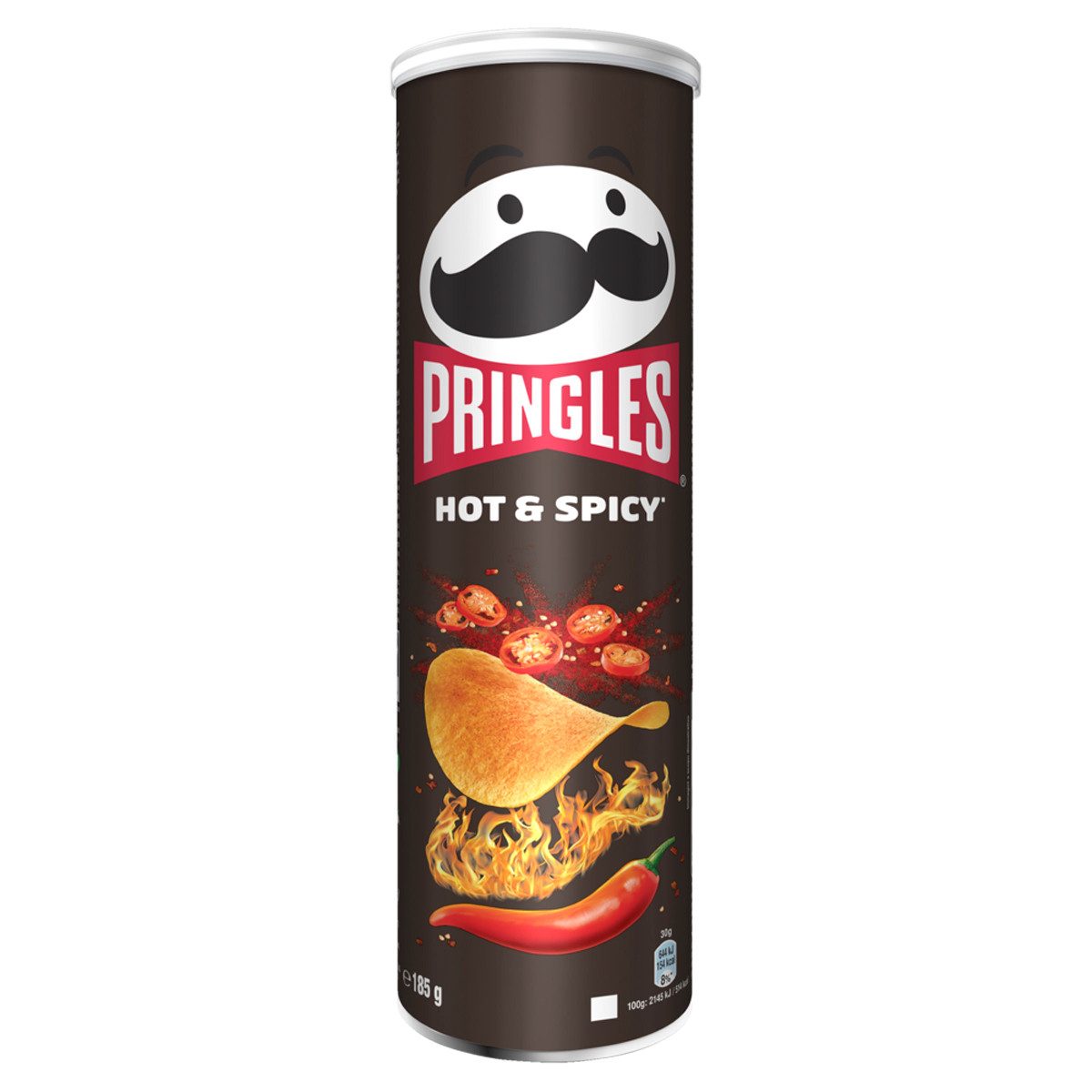 Pringles Knabberei, Pringles Hot and Spicy Stapelchips mit scharf würzigem Geschmack 185g