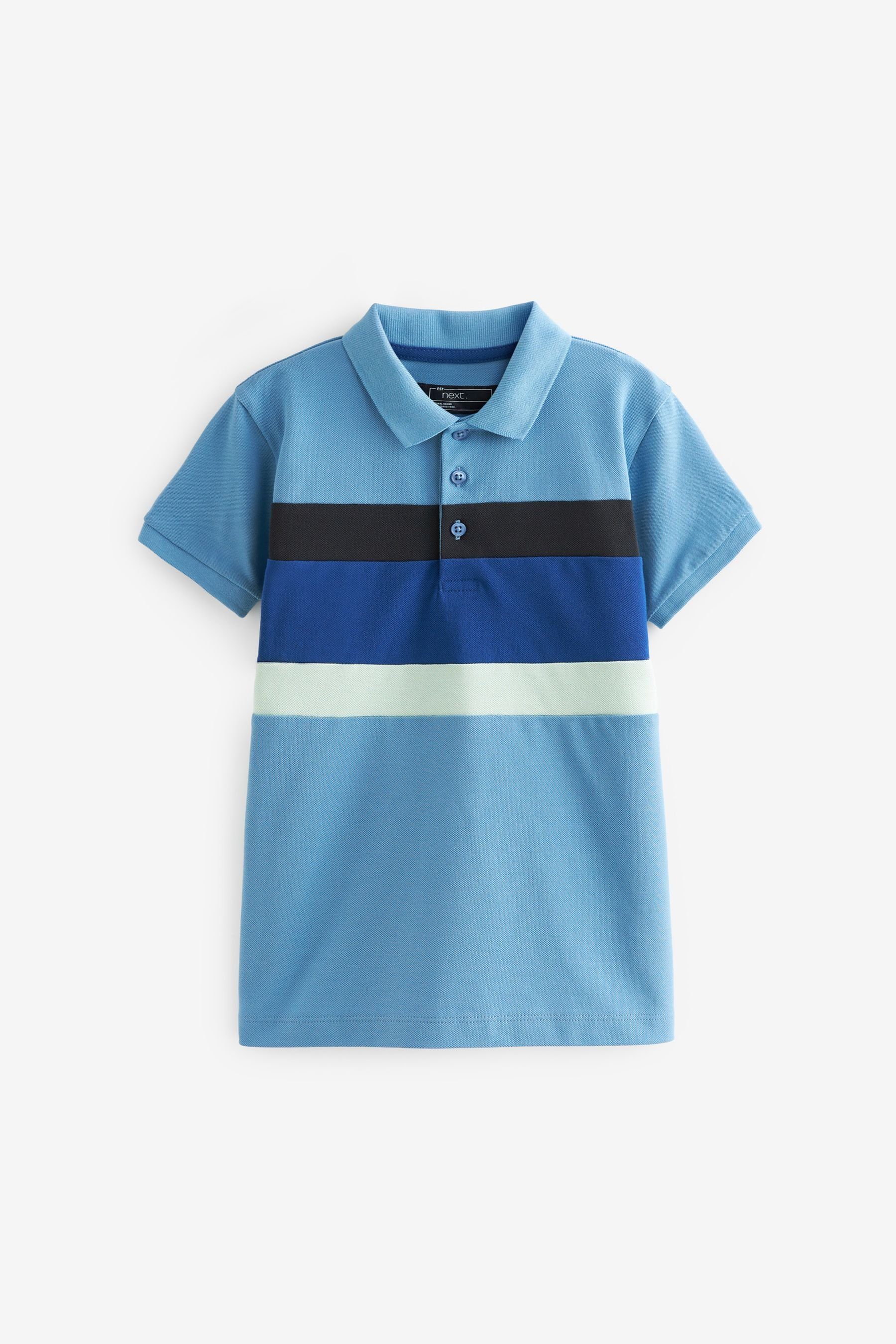 Next Poloshirt Kurzärmeliges Polo-Shirt mit Blockfarben (1-tlg) Blue