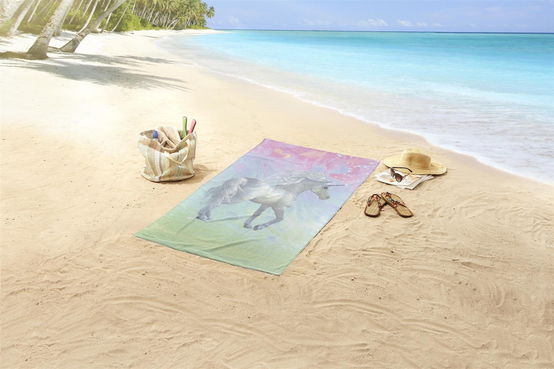 good morning Strandtuch Mikrofaser Strandtuch Liegetuch 75 X 150 cm Unicorn bunt, (1-St), Sport, Strand & Badehandtuch Liegetuch Saunatuch